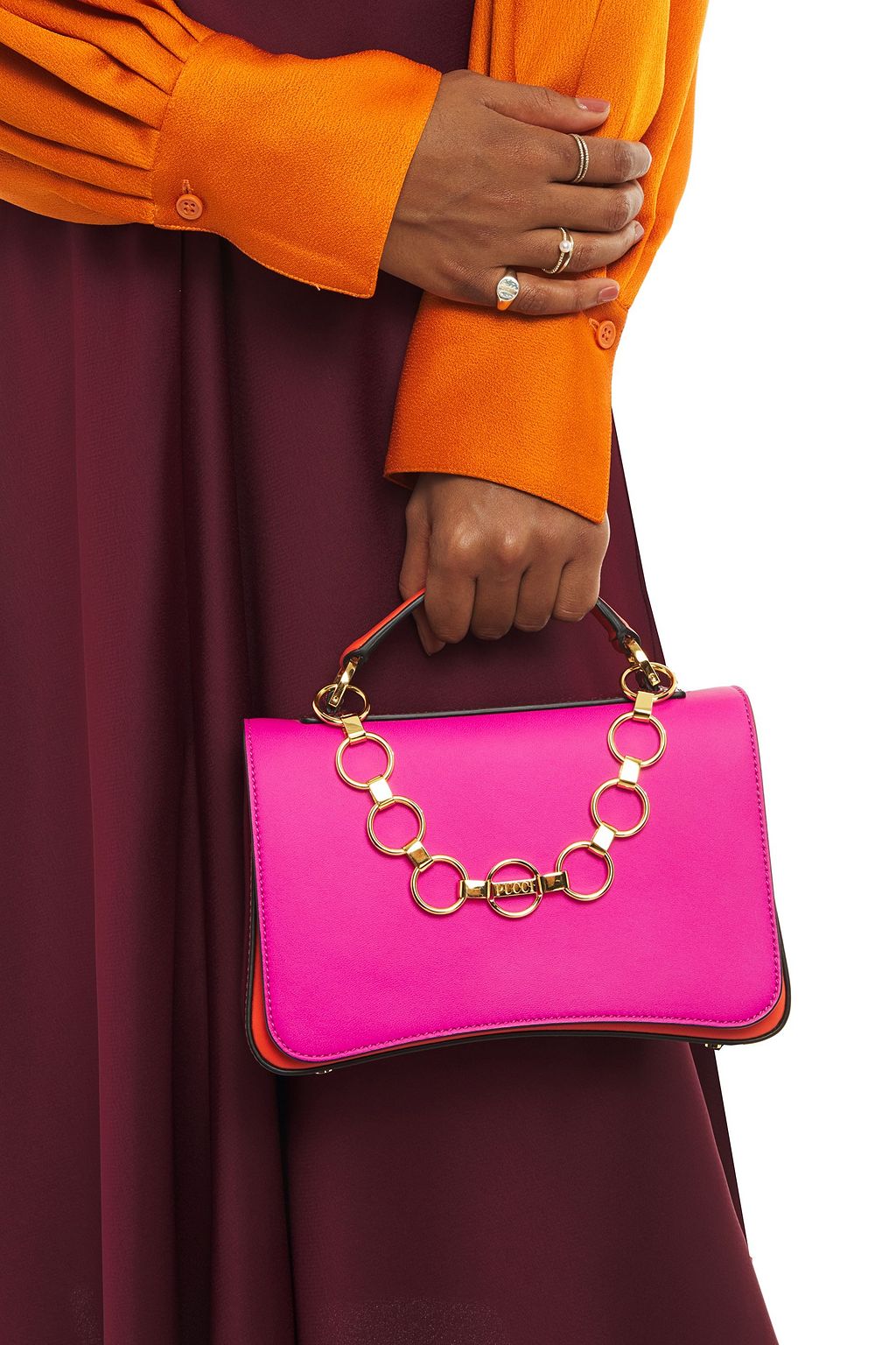 PUCCI Chance chain-embellished color-block leather shoulder bag