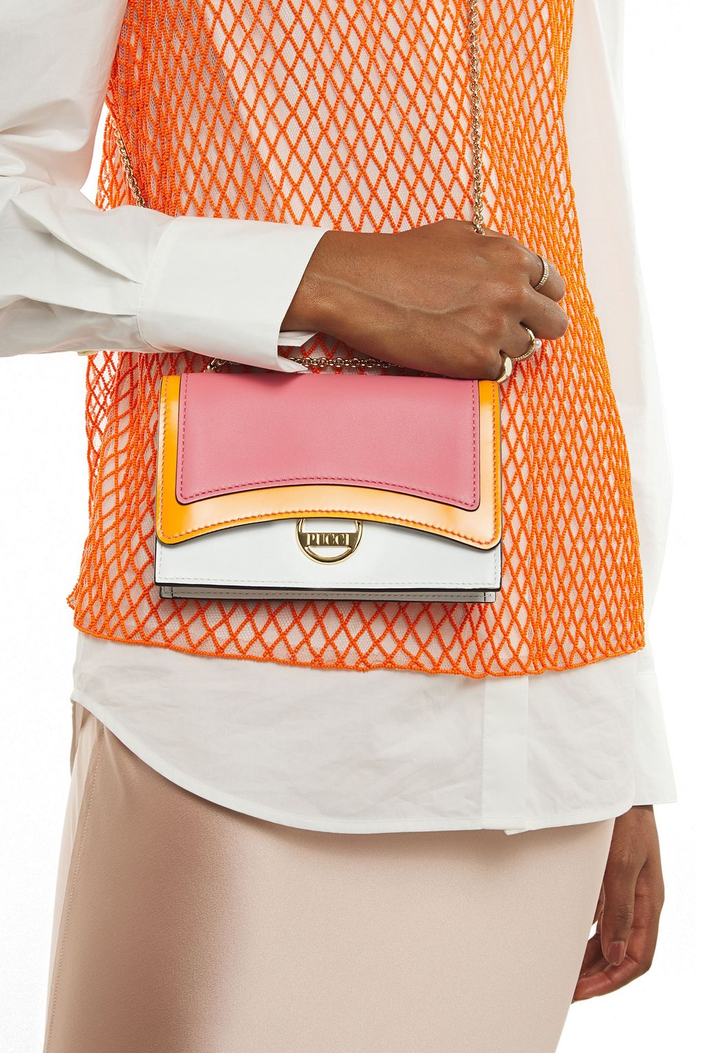 PUCCI Color-block leather shoulder bag