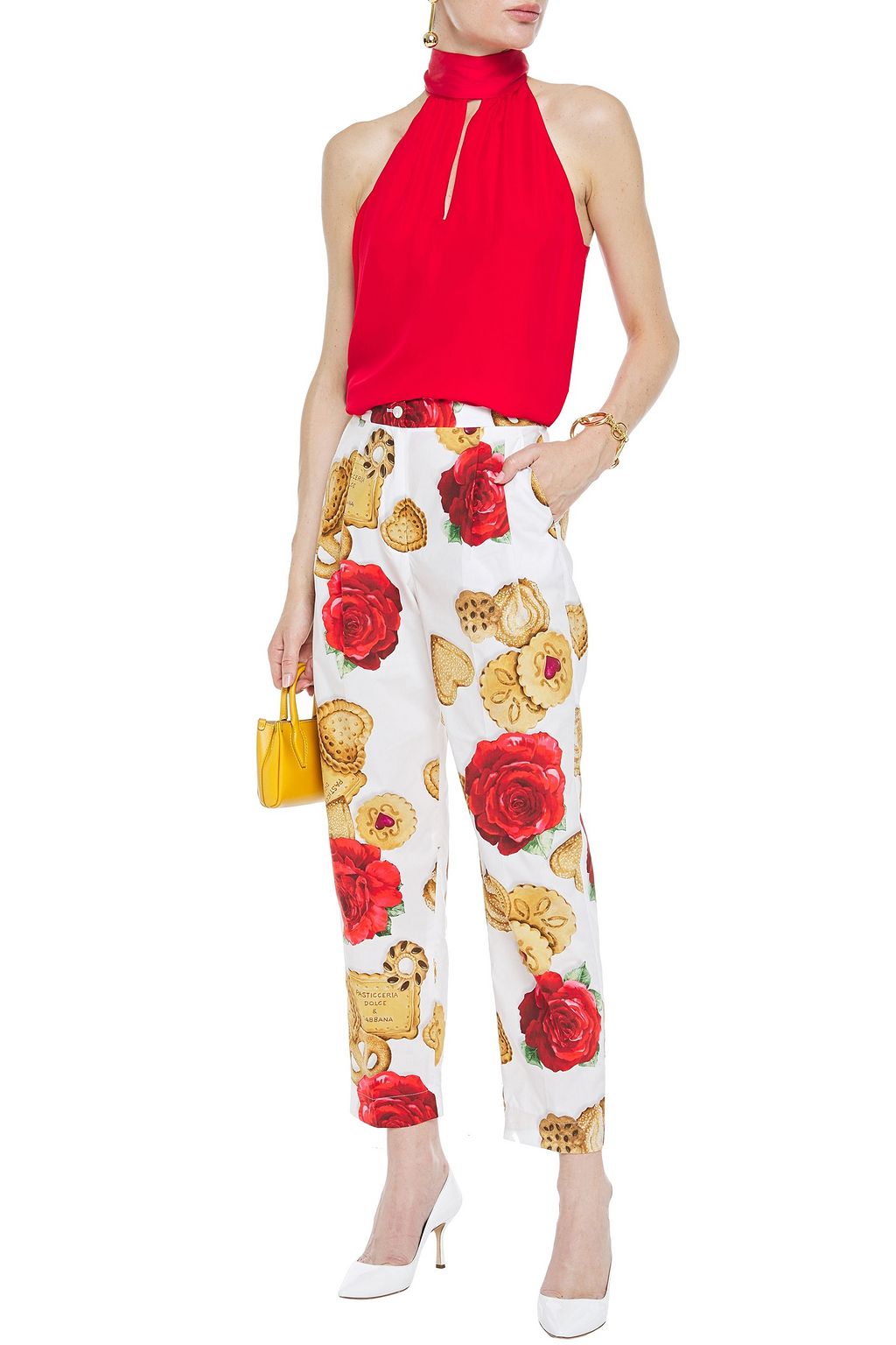 DOLCE&GABBANA Printed cotton-poplin straight-leg pants