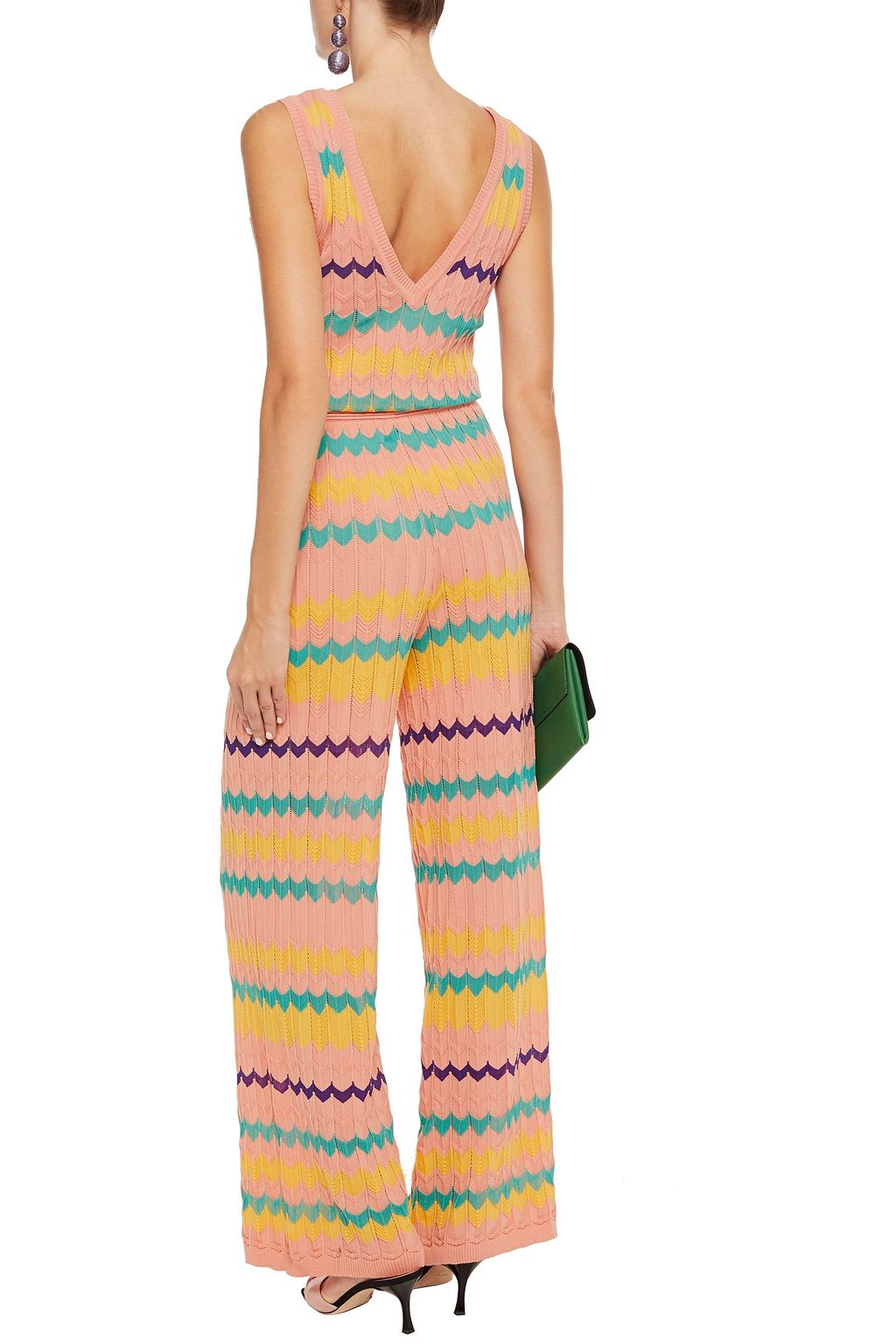 M MISSONI Crochet-knit wool and cotton-blend wide-leg jumpsuit