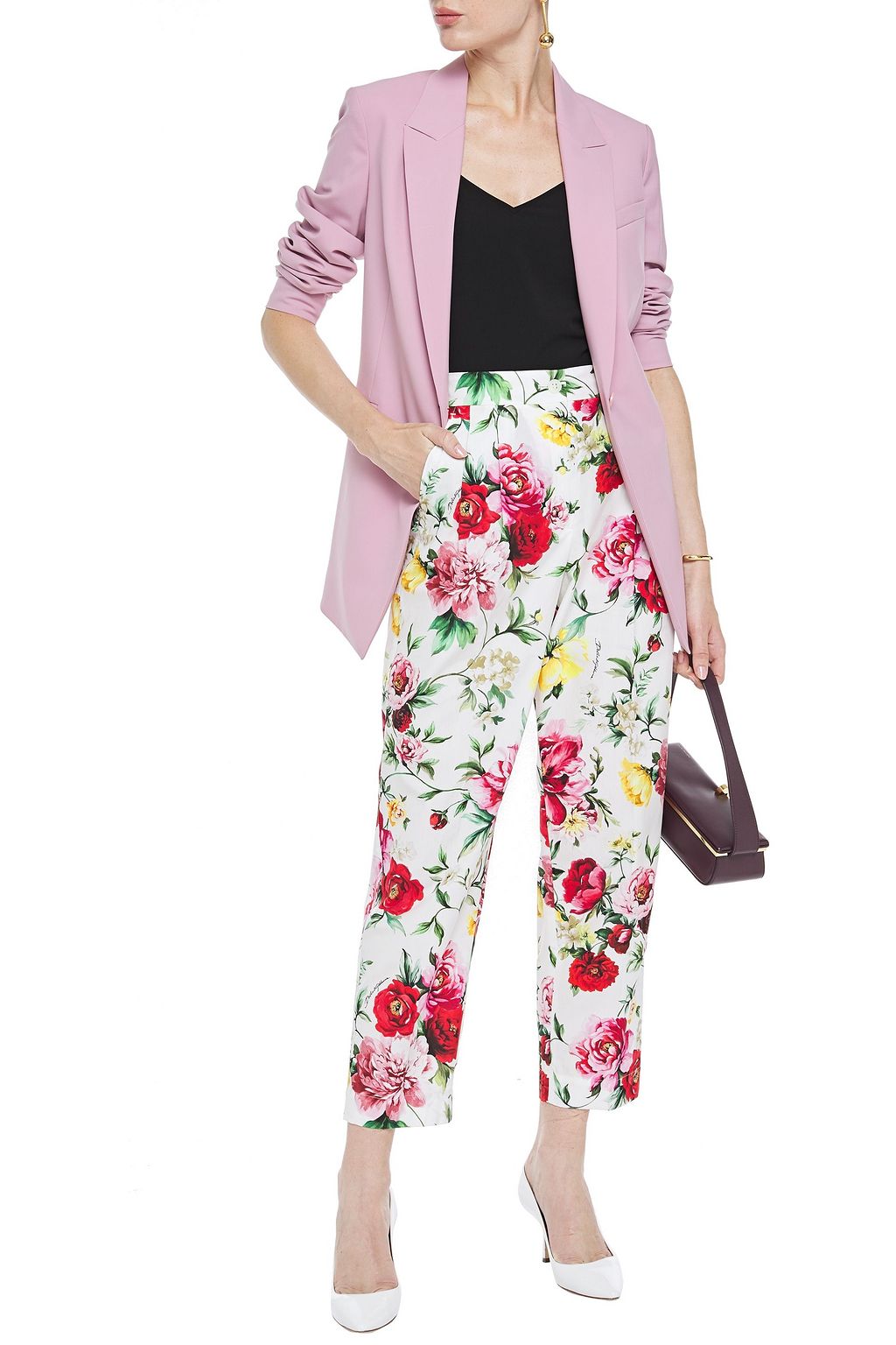 DOLCE&GABBANA Floral-print cotton-poplin straight-leg pants