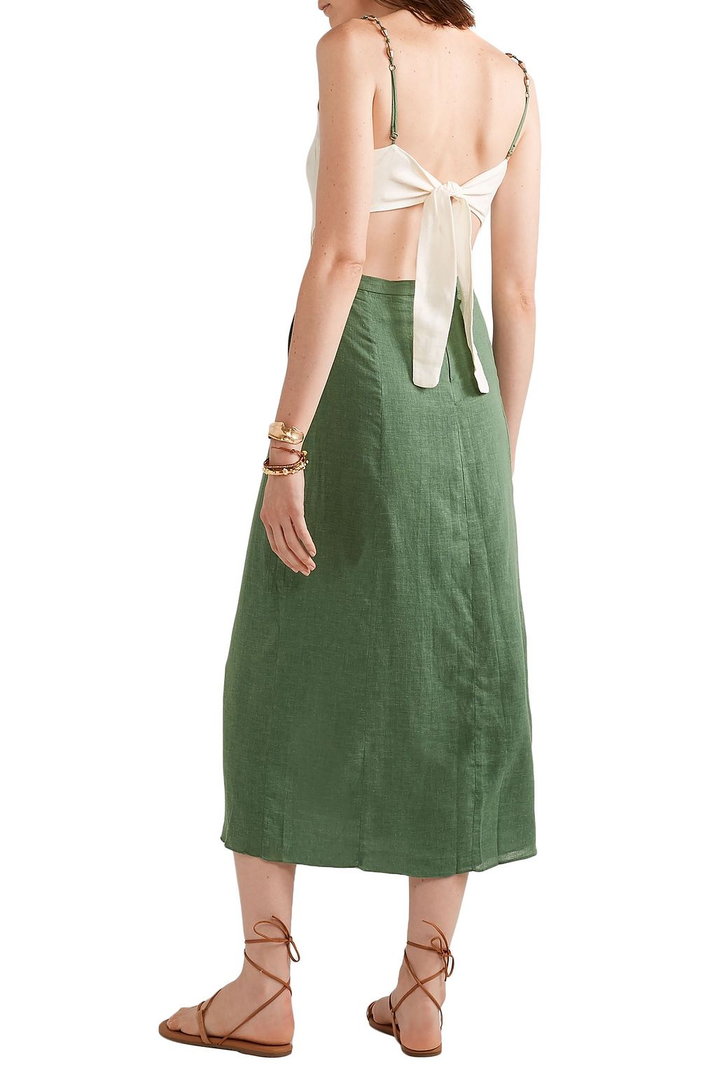 VIX PAULA HERMANNY Connie embellished wrap-effect linen-blend midi dress