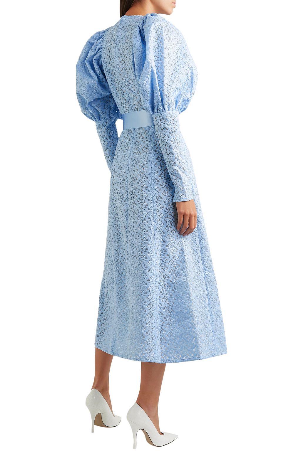 ROTATE BIRGER CHRISTENSEN Belted embroidered tulle midi dress