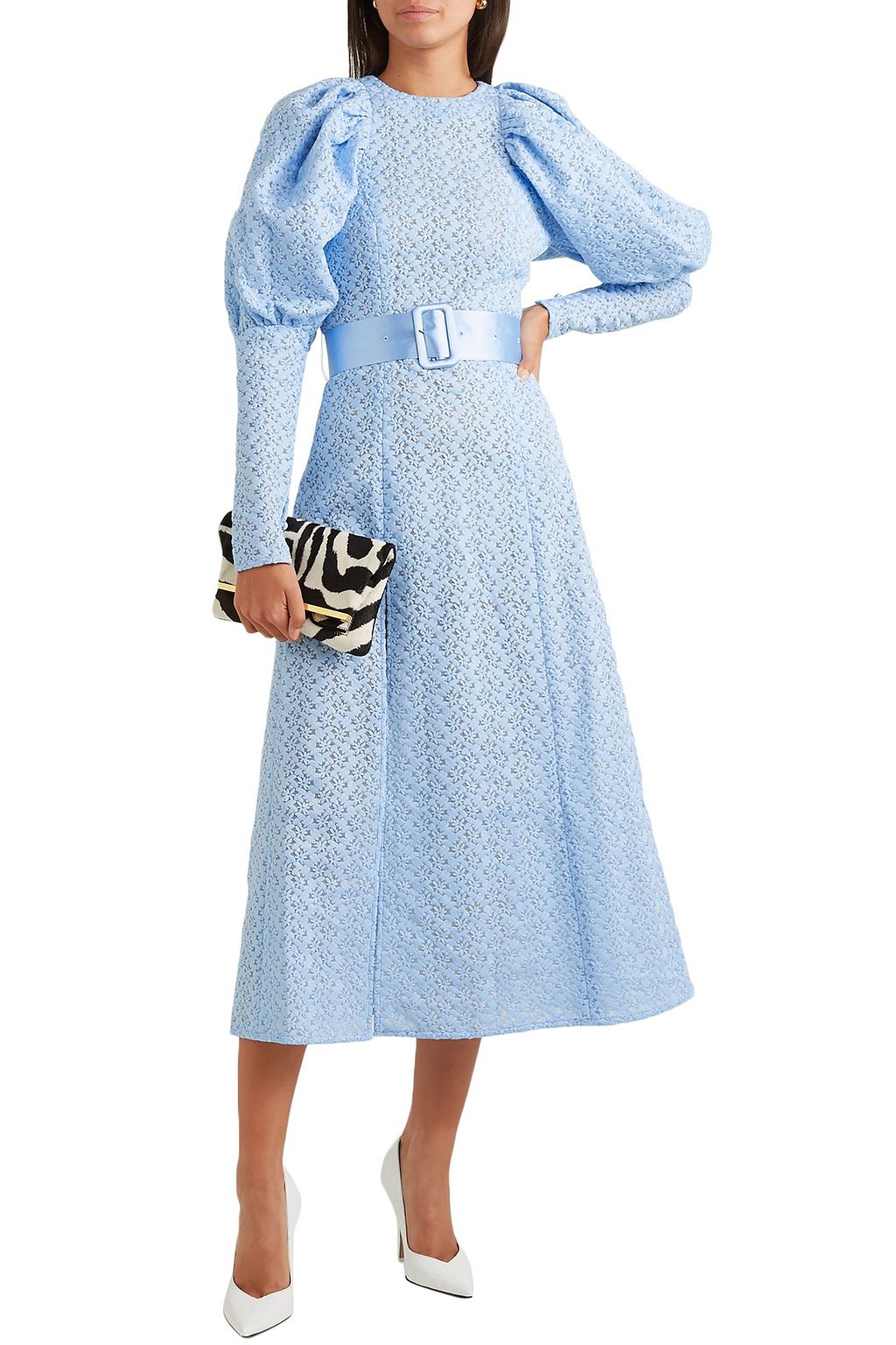 ROTATE BIRGER CHRISTENSEN Belted embroidered tulle midi dress