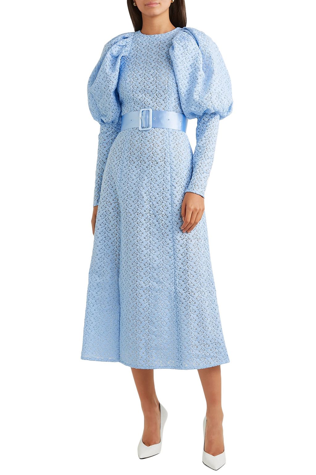 ROTATE BIRGER CHRISTENSEN Belted embroidered tulle midi dress