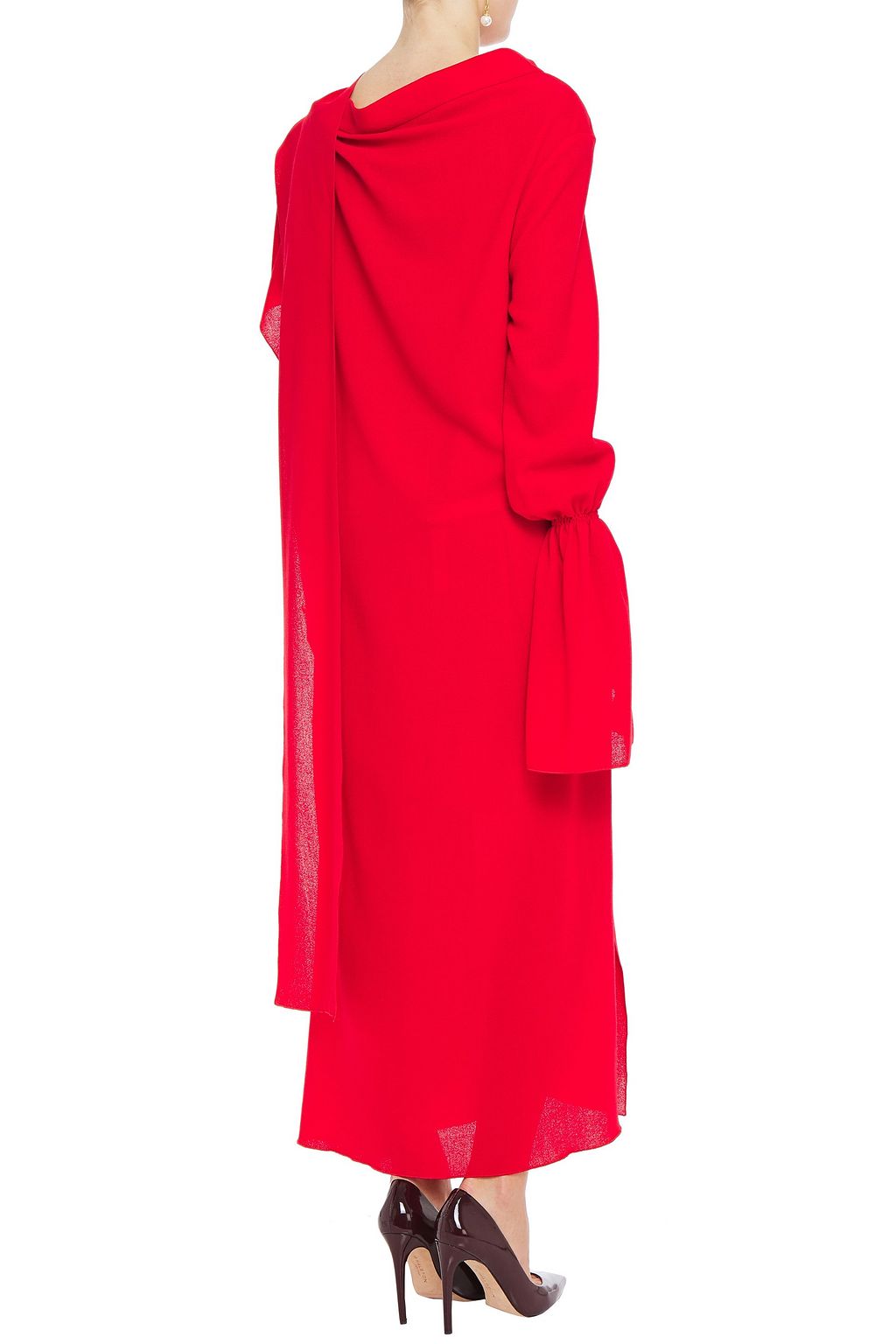 ROLAND MOURET Draped wool-crepe maxi dress