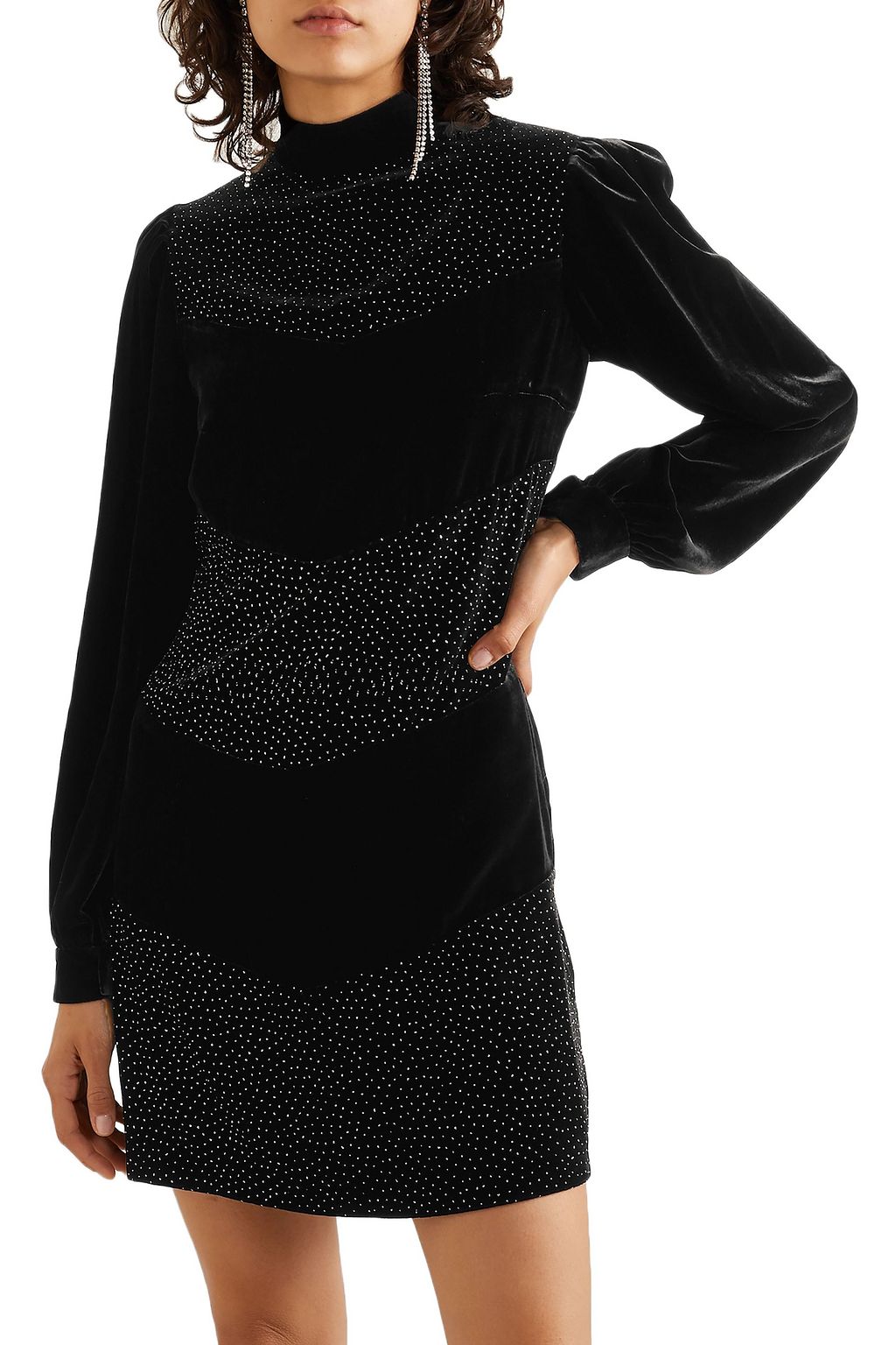 RAQUEL DINIZ Chloe crystal-embellished velvet mini dress