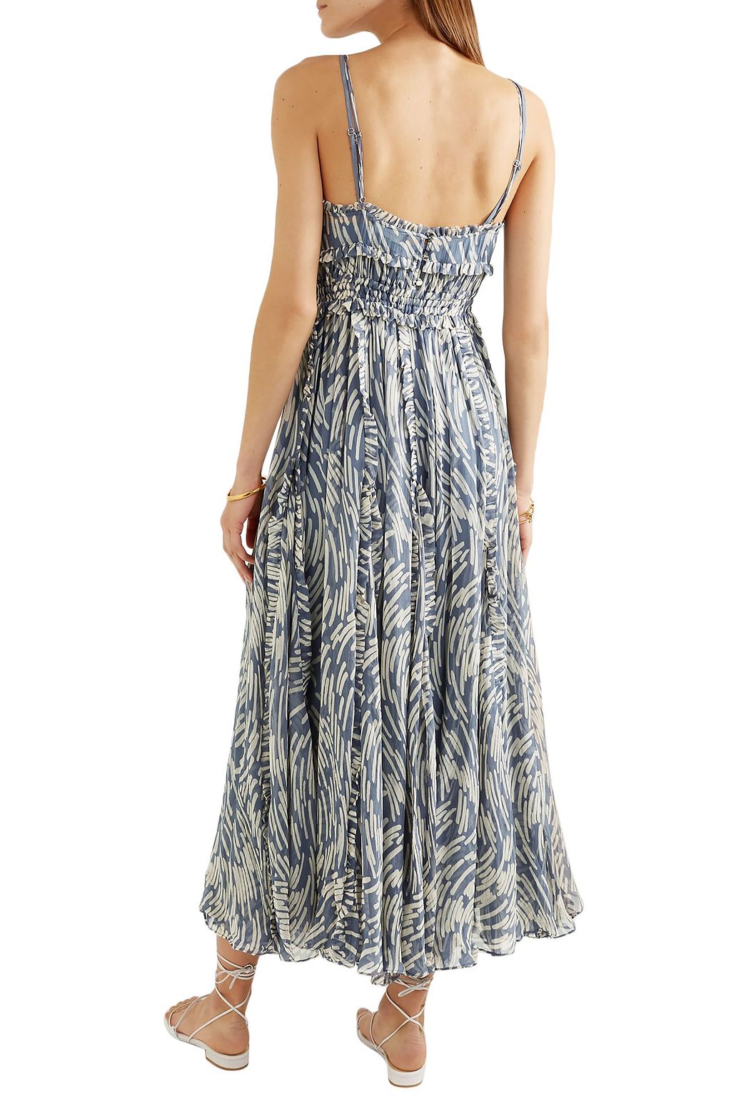 LEE MATHEWS Zola ruffled printed silk-crepon midi dress