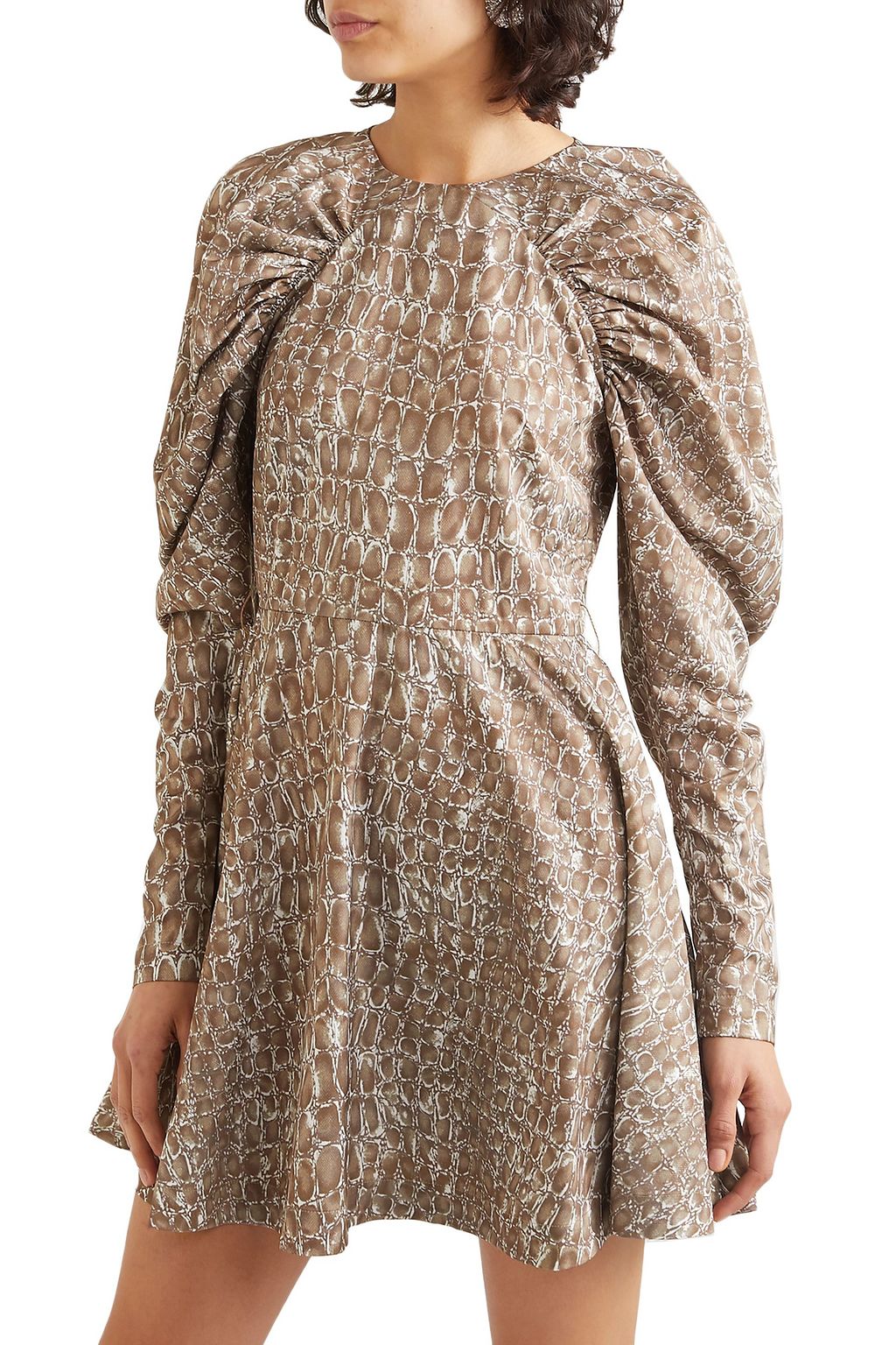 ROTATE BIRGER CHRISTENSEN Belted gathered animal-print matte-satin mini dress