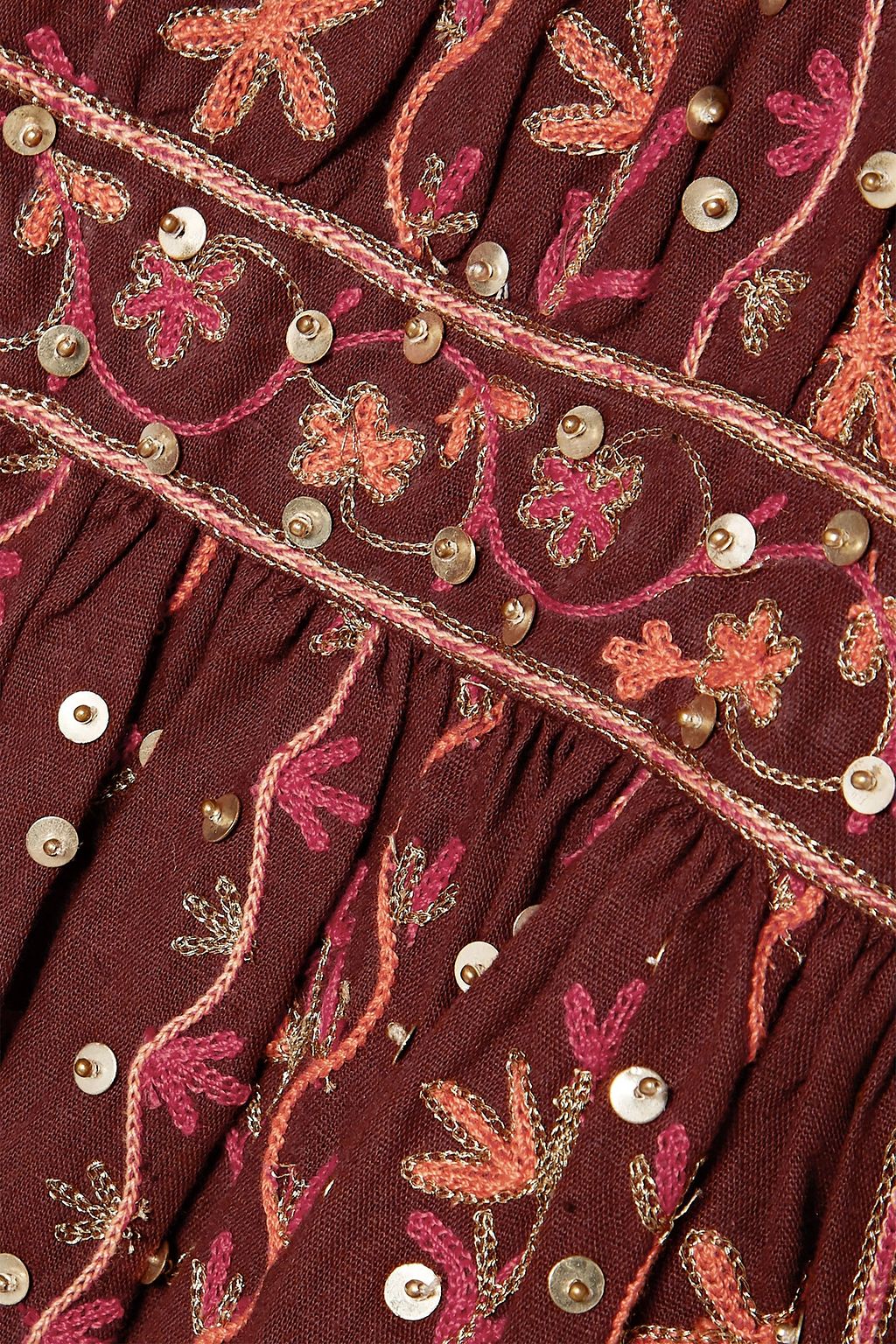 ULLA JOHNSON Daya embellished embroidered linen and cotton-blend mini dress