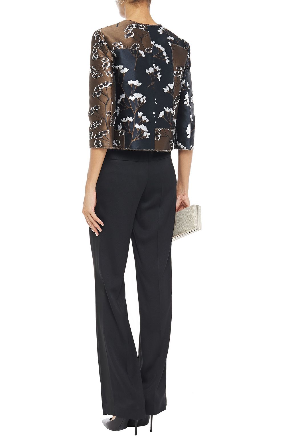 OSCAR DE LA RENTA Patchwork-effect floral-jacquard jacket