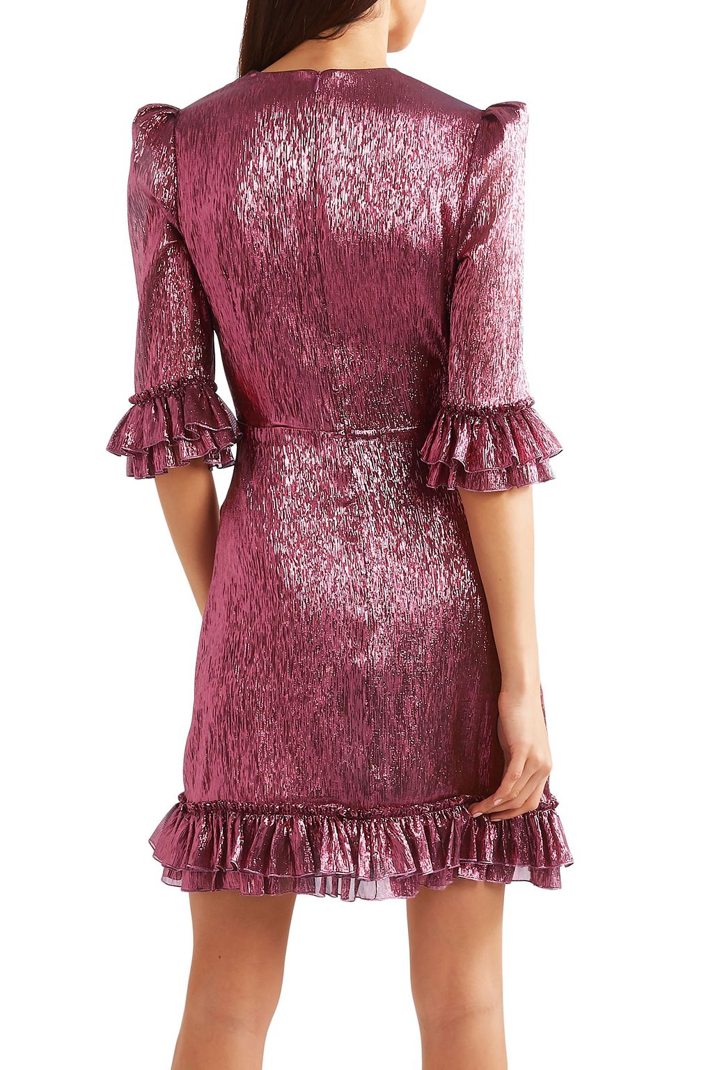 THE VAMPIRE'S WIFE Ruffled silk-blend lamé mini dress