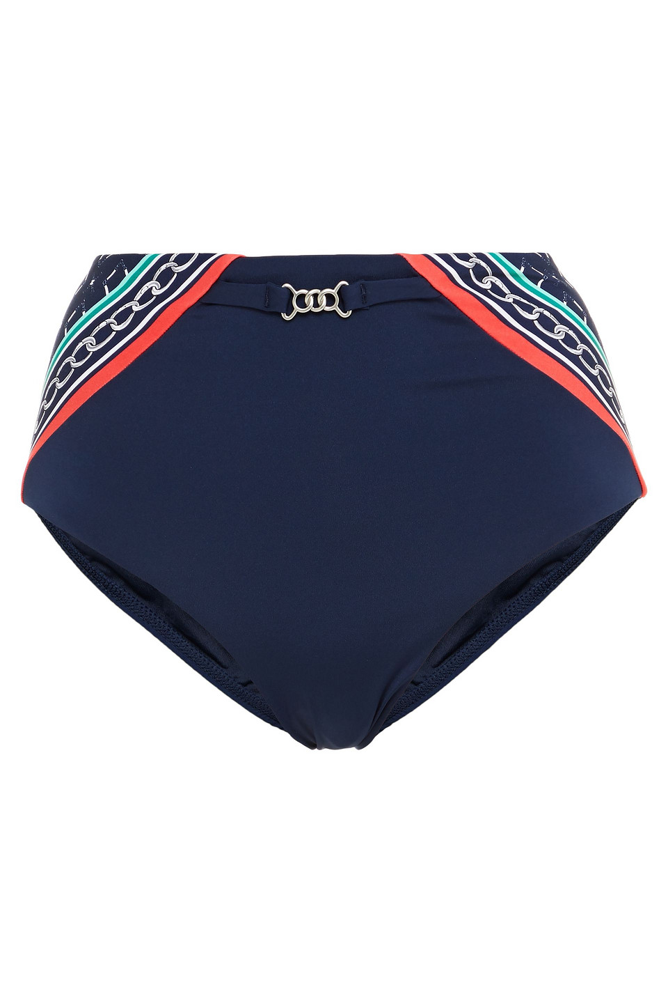 Jets Australia By Jessika Allen Woman Riviera Chain-embellished Printed High-rise Bikini Briefs Navy Size 10