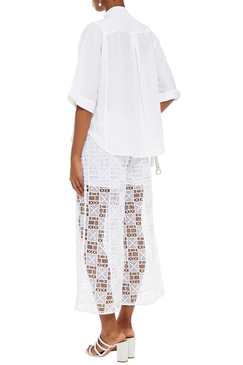 JETS AUSTRALIA BY JESSIKA ALLEN Cropped guipure lace wide-leg pants