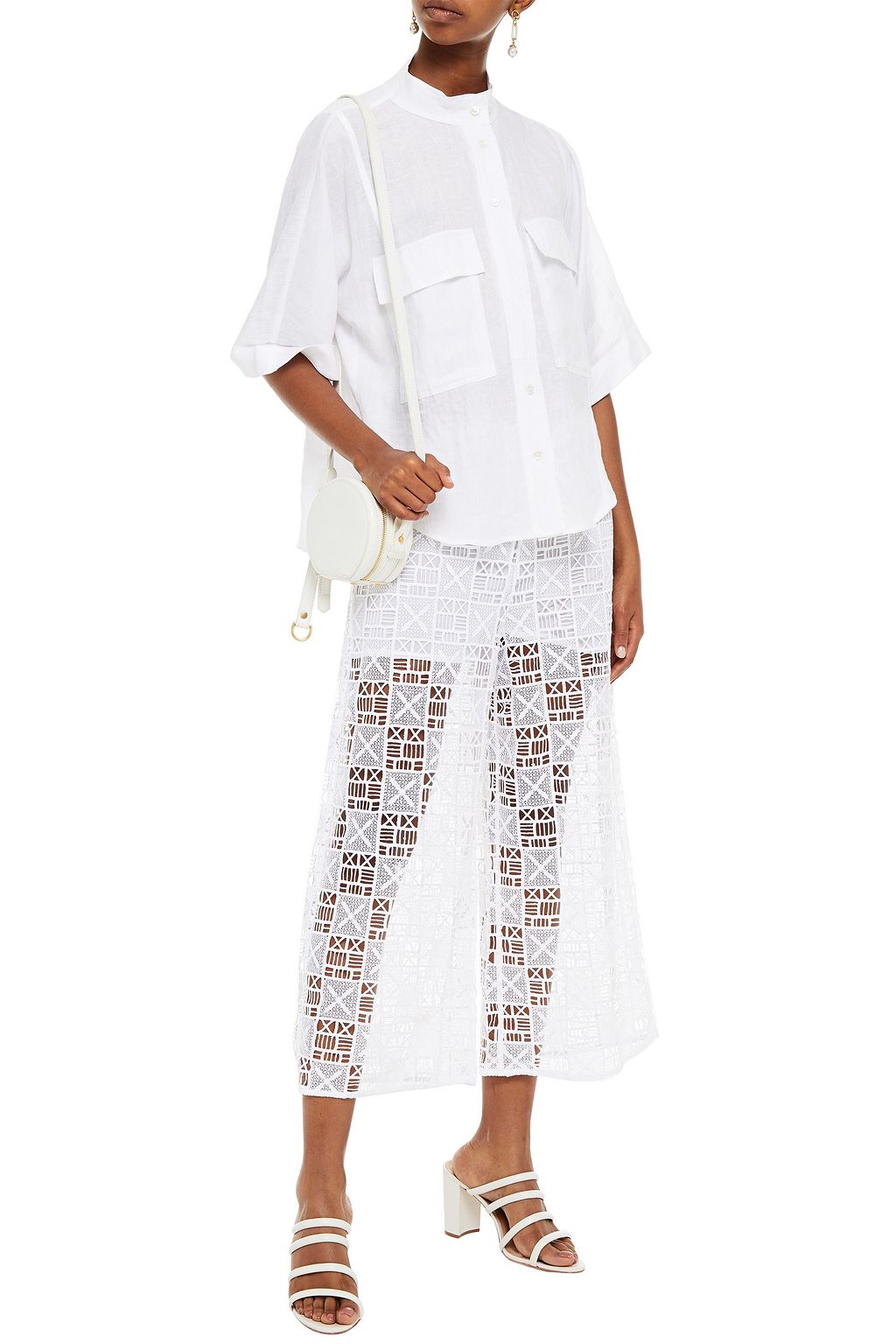 JETS AUSTRALIA BY JESSIKA ALLEN Cropped guipure lace wide-leg pants