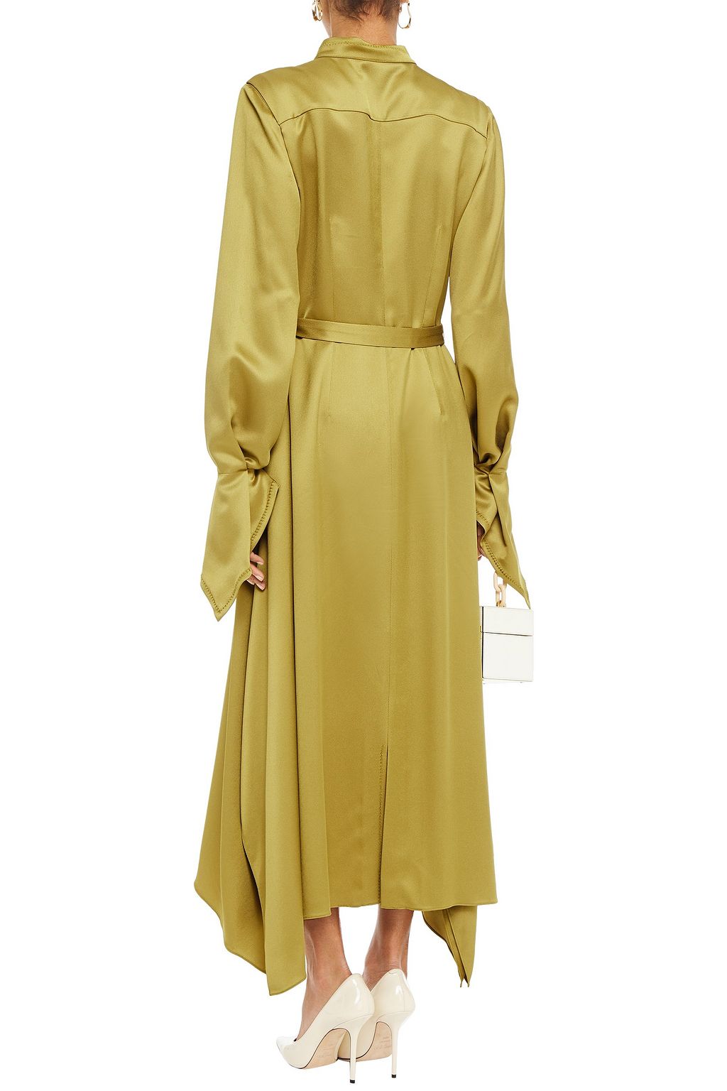 ROLAND MOURET Asymmetric belted satin-crepe midi dress | Sale up to 70% ...