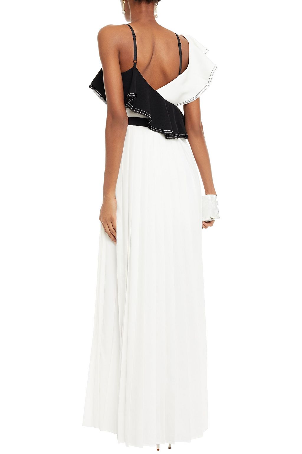 SELF-PORTRAIT Ruffled two-tone crepe maxi dress