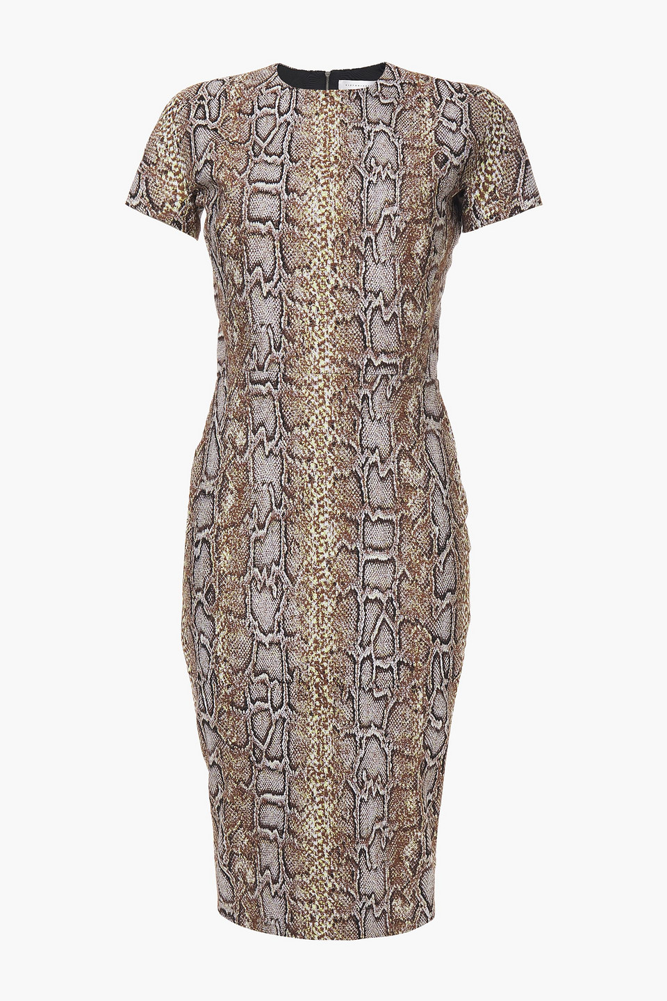 victoria beckham - snake-print cotton-blend jacquard dress - animal print - uk/au 14