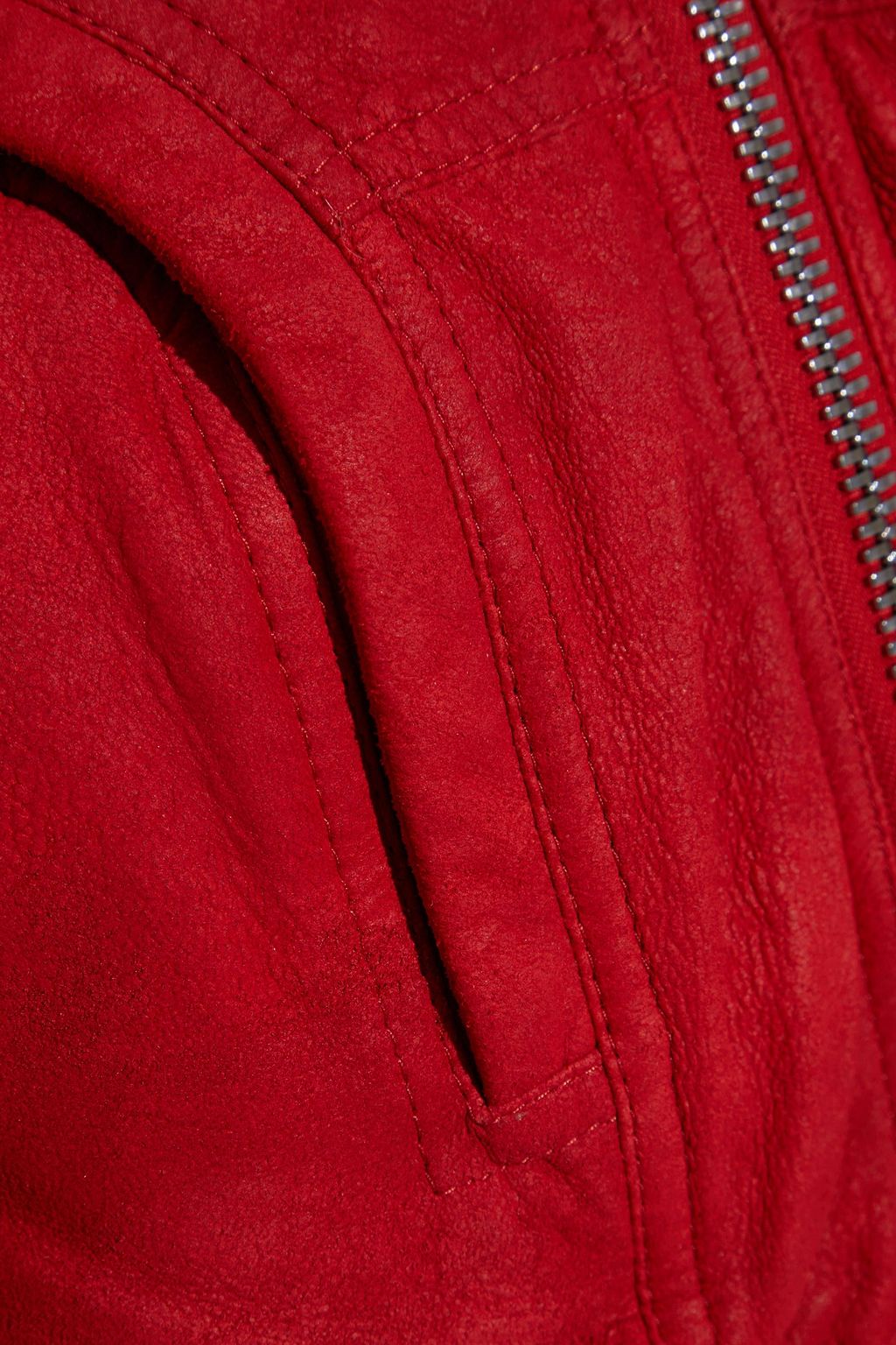 RICK OWENS Layered distressed leather and quilted shell coat
