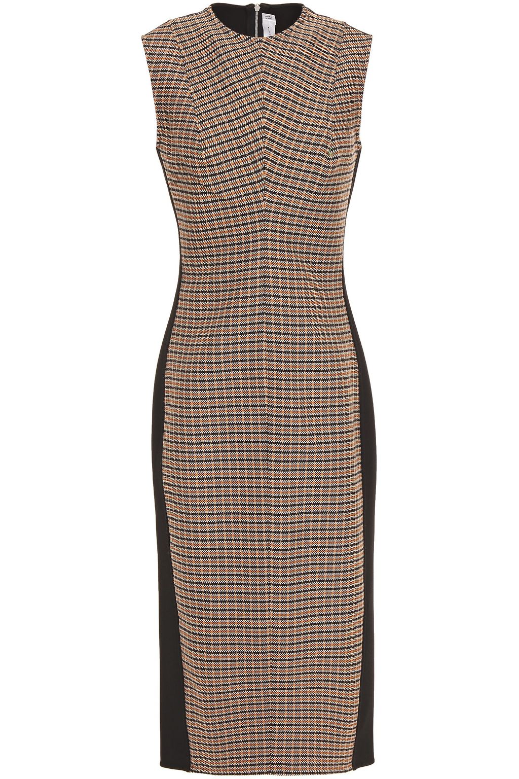 Black Paneled checked tweed and crepe dress | Sale up to 70% off | THE ...