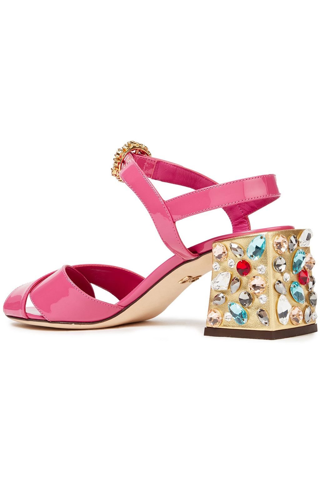 DOLCE&GABBANA Crystal-embellished patent-leather sandals
