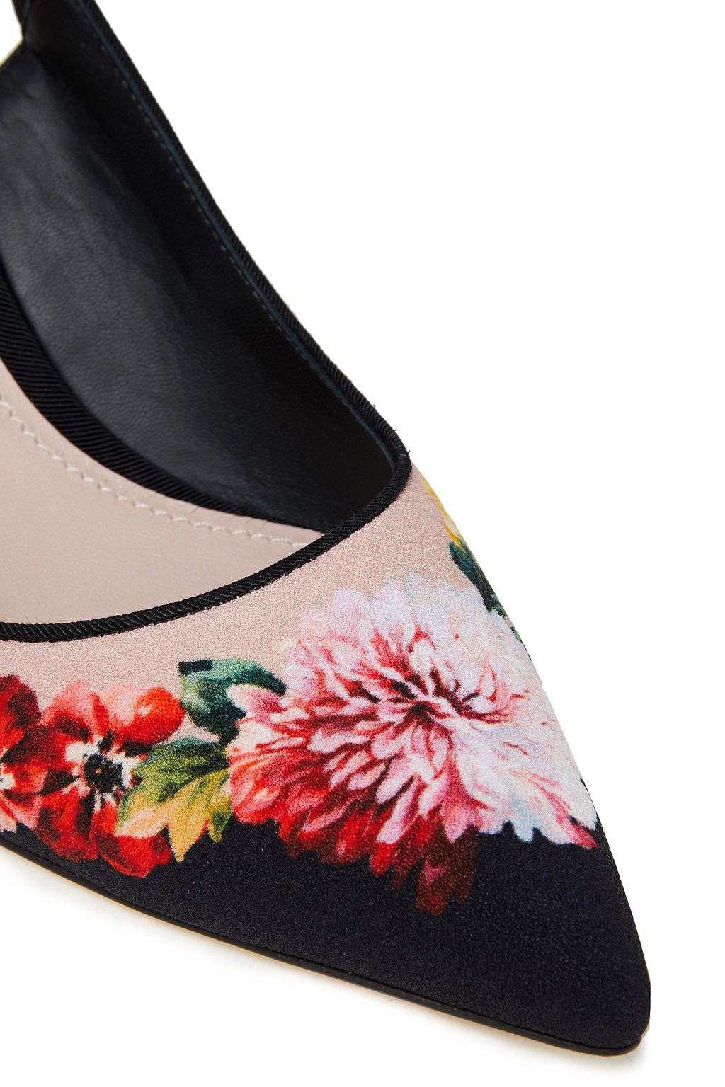 DOLCE&GABBANA Lori crystal-embellished floral-print cady slingback pumps