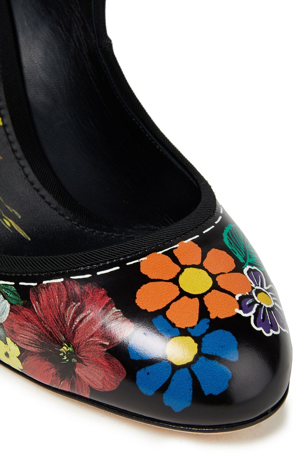 DOLCE&GABBANA Embellished printed glossed-leather Mary Jane pumps