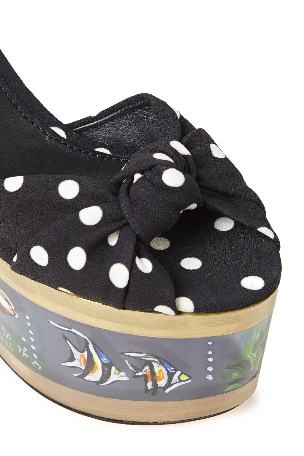 DOLCE&GABBANA Knotted polka-dot cady platform wedge sandals