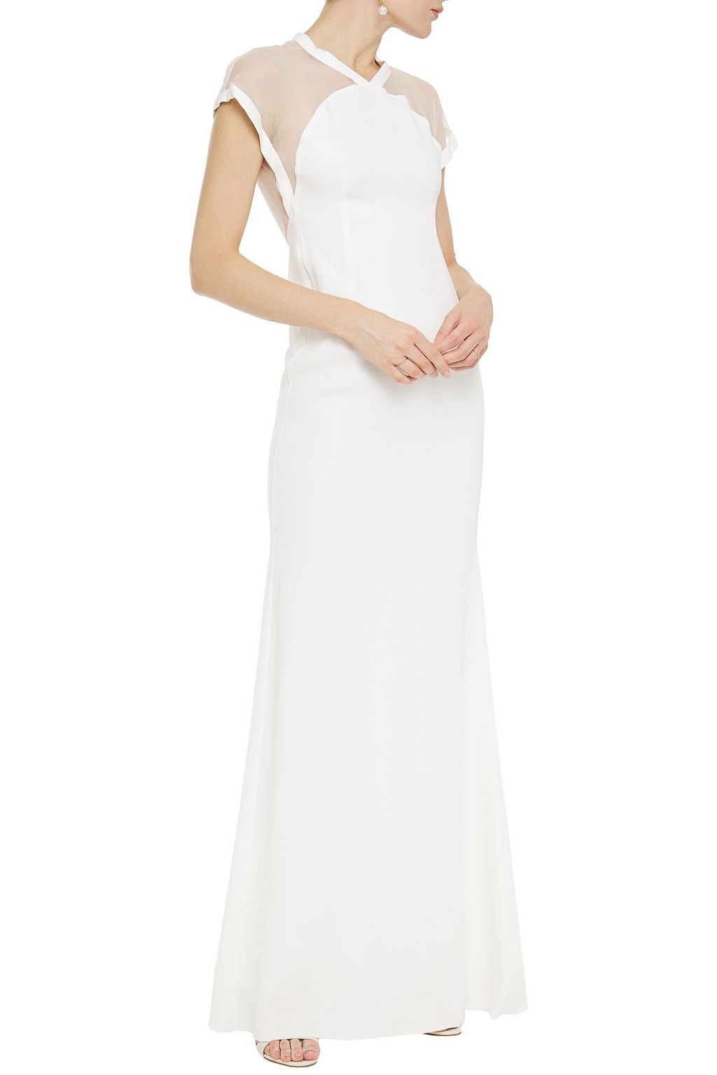 VICTORIA BECKHAM Silk organza-paneled crepe gown