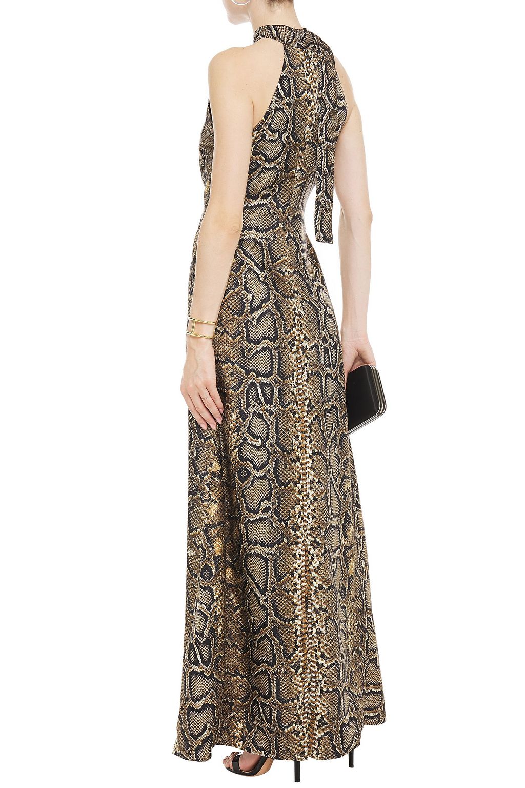 VICTORIA BECKHAM Snake-print silk-twill maxi dress