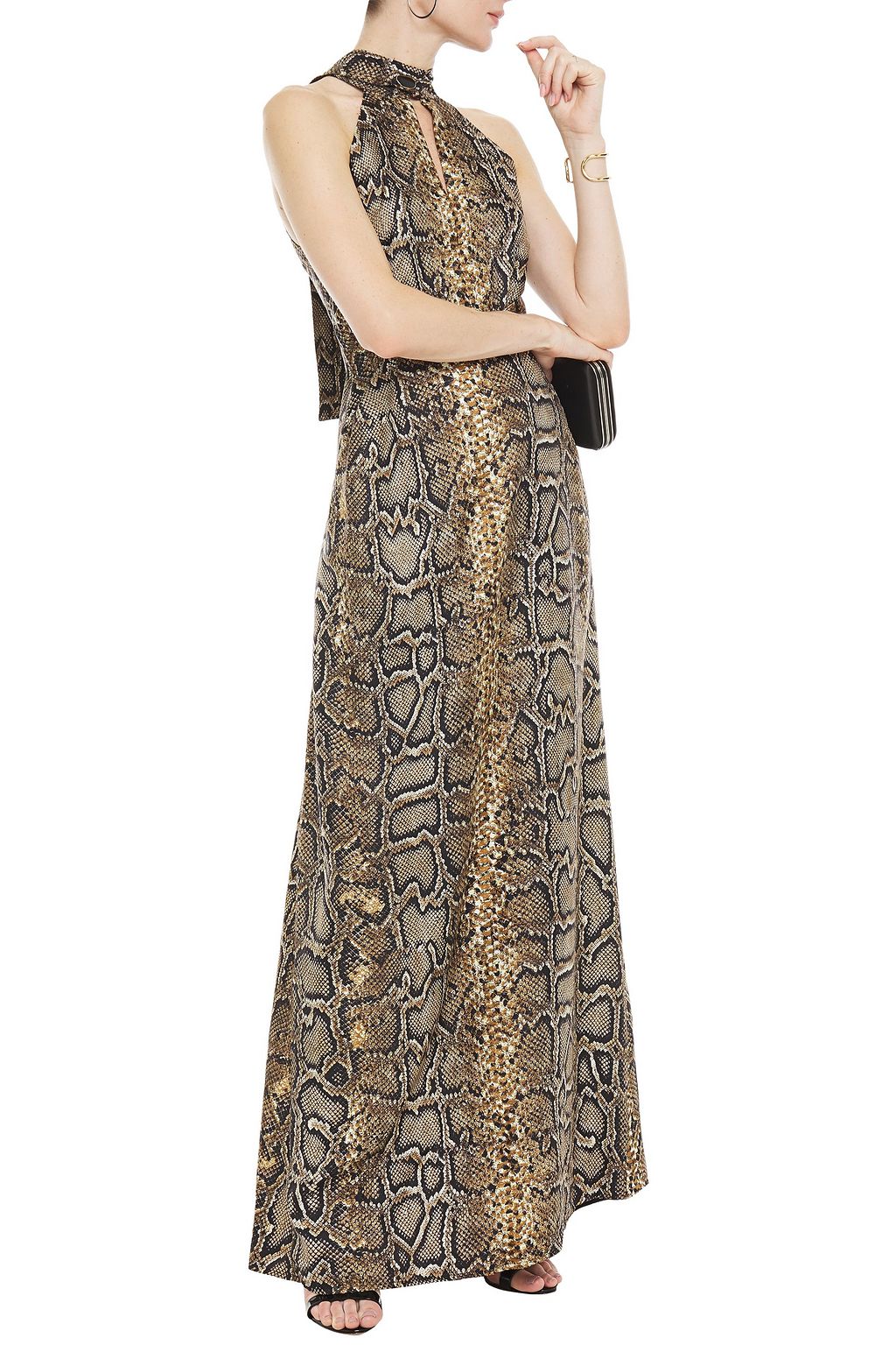 VICTORIA BECKHAM Snake-print silk-twill maxi dress