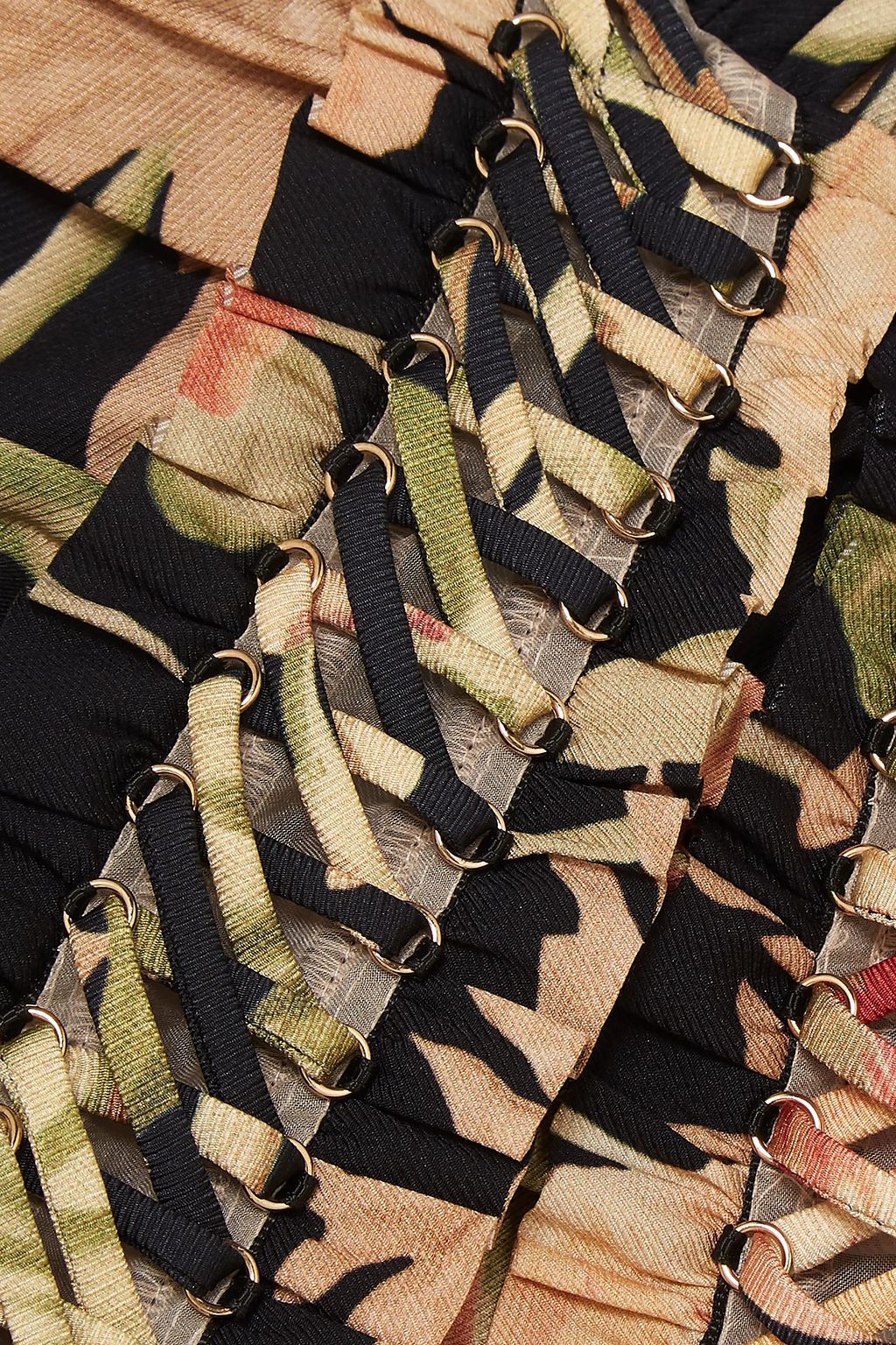 ZIMMERMANN Espionage lace-up floral-print stretch-silk mini dress