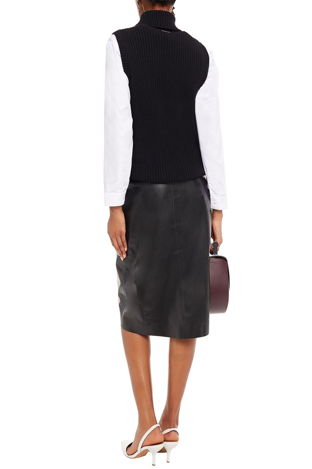 VICTORIA BECKHAM Snap-detailed leather skirt