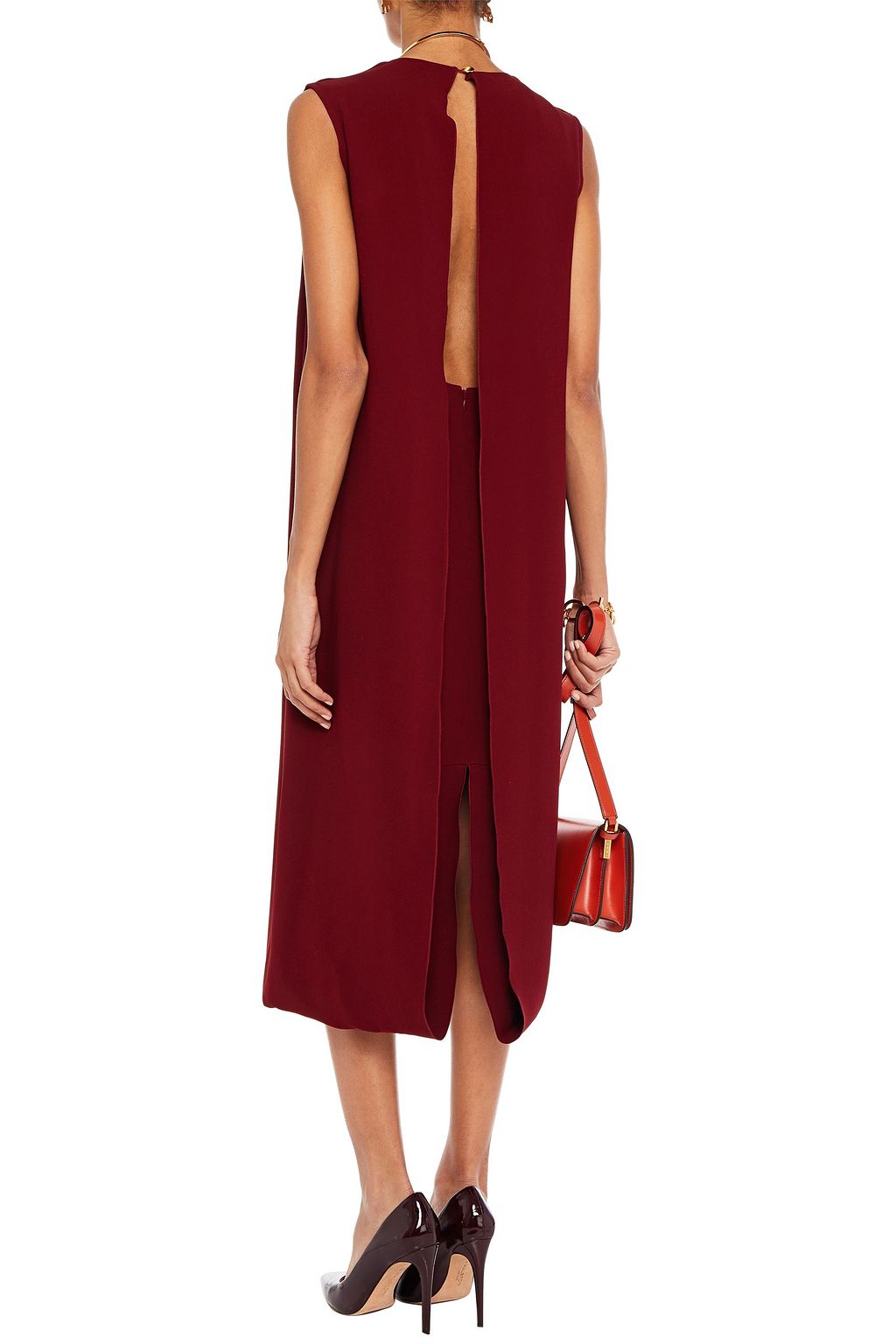 VICTORIA BECKHAM Cutout draped crepe midi dress