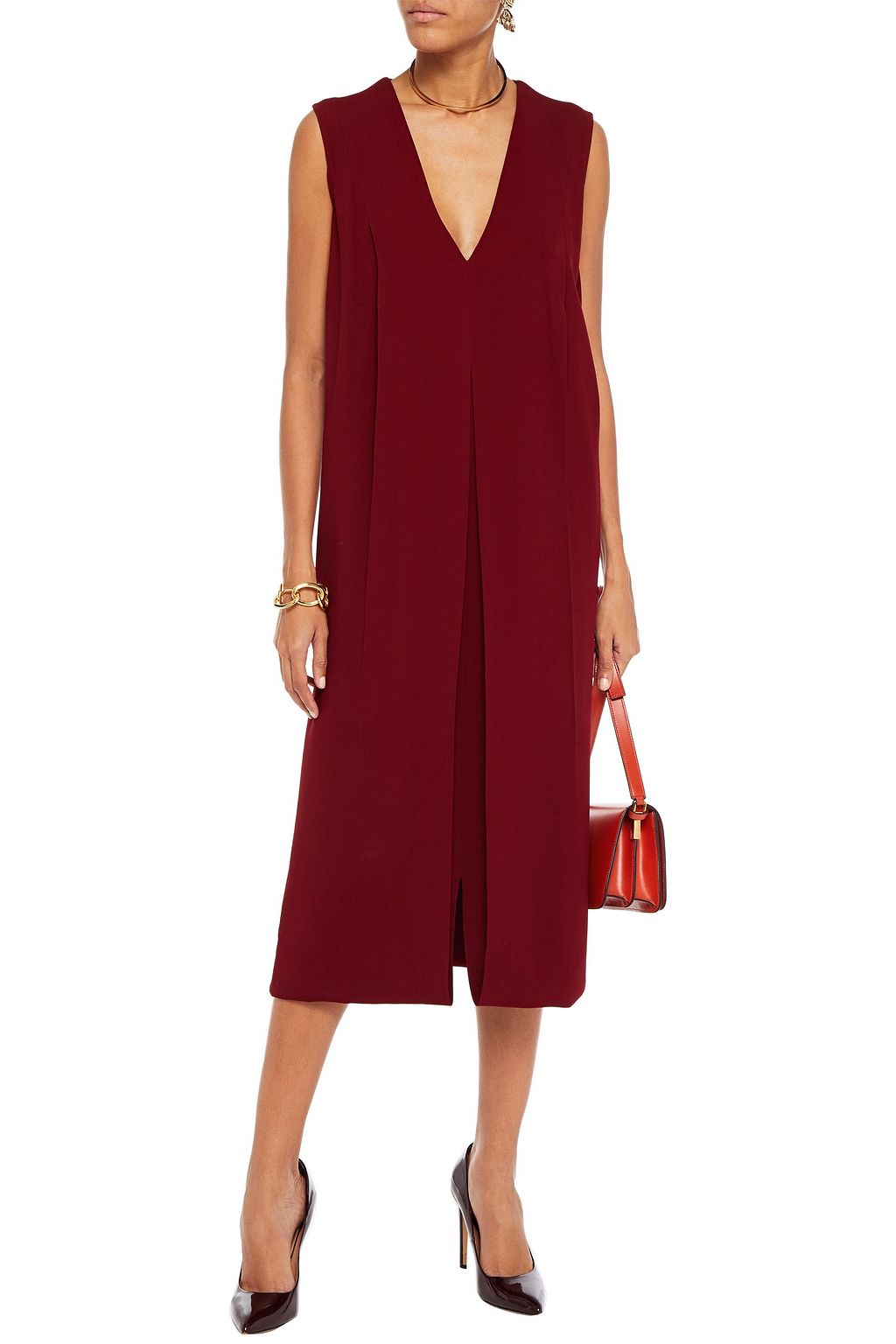 VICTORIA BECKHAM Cutout draped crepe midi dress