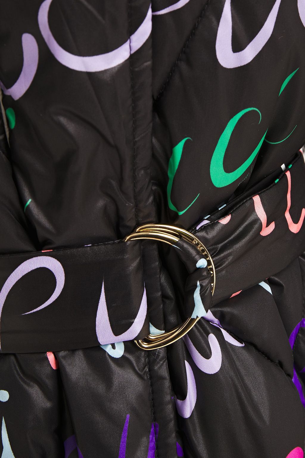 PUCCI Belted printed quilted shell hooded coat