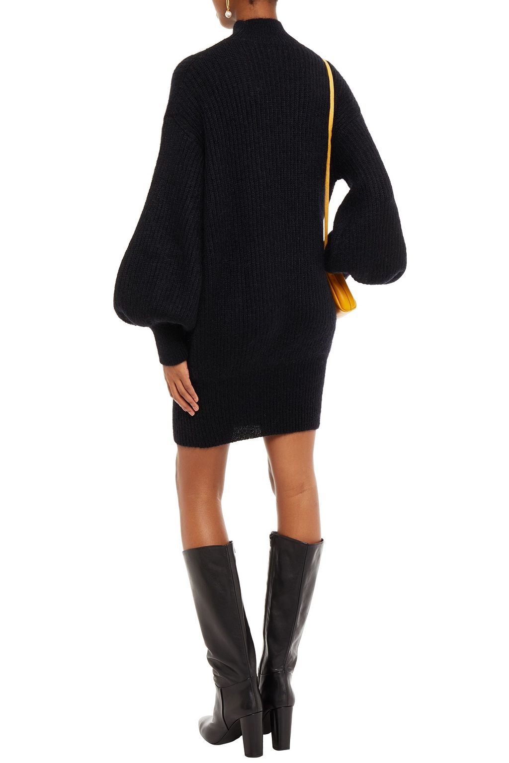 ZIMMERMANN Resistance Batwing bow-embellished ribbed mohair-blend turtleneck mini dress