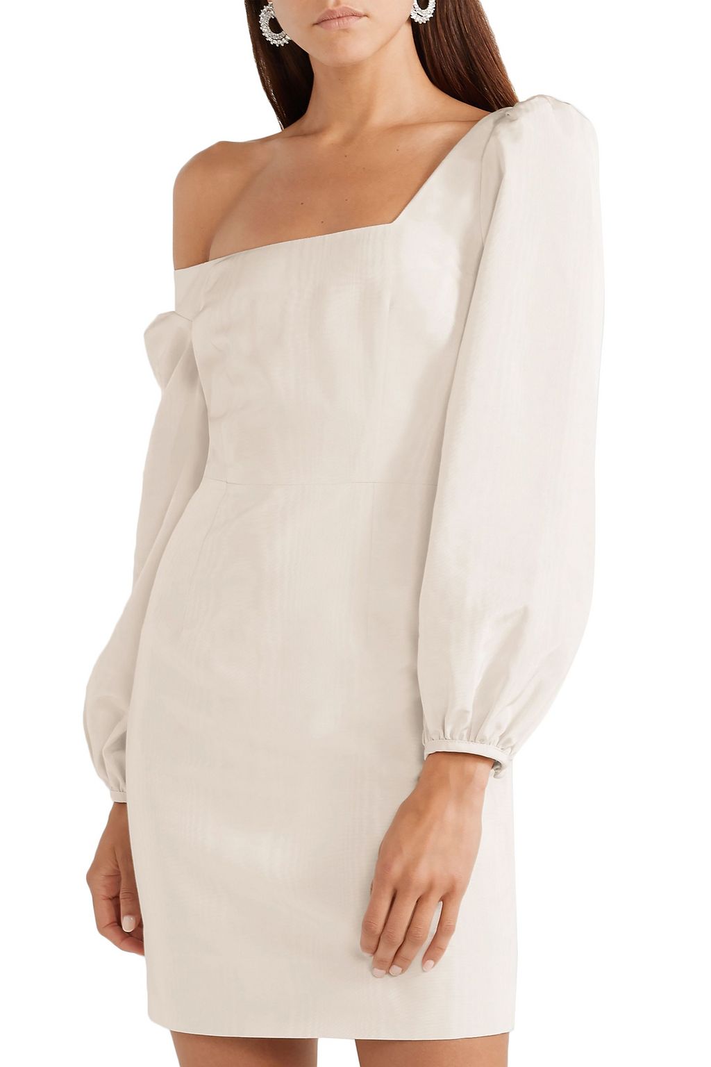 RACIL One-shoulder cotton-blend moiré mini dress