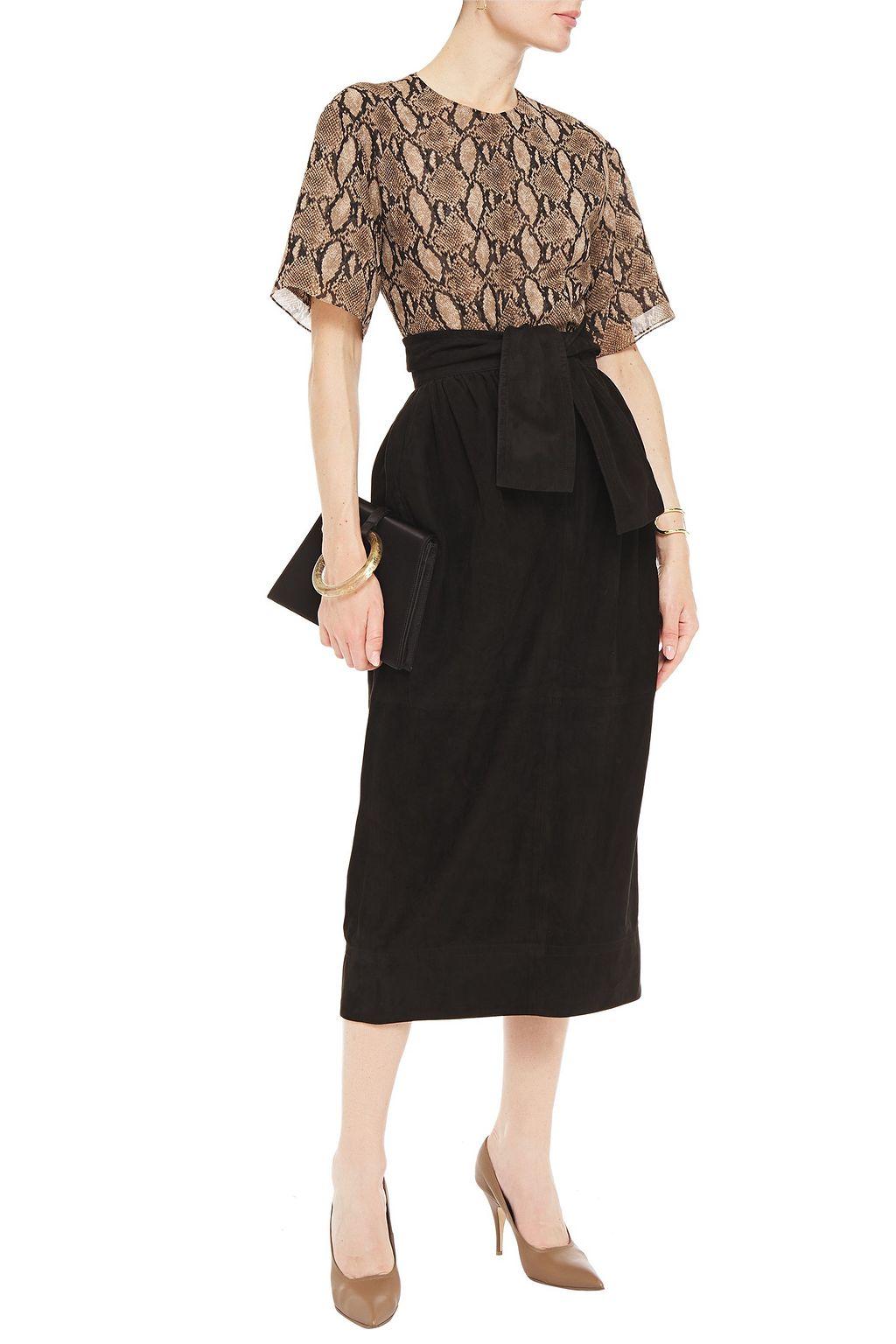 ZIMMERMANN Belted suede midi skirt