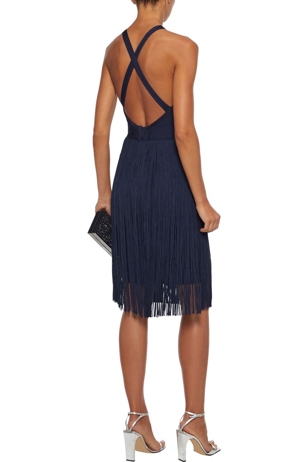 HERVÉ LÉGER Fringed bandage mini dress