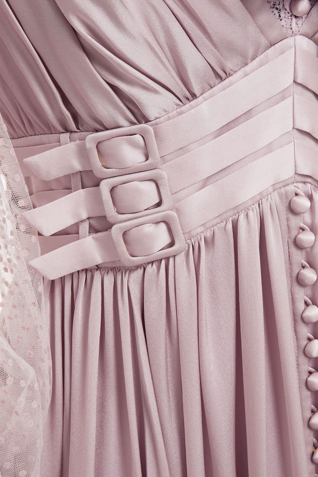 ZIMMERMANN Pussy-bow flocked tulle-paneled washed-silk maxi dress
