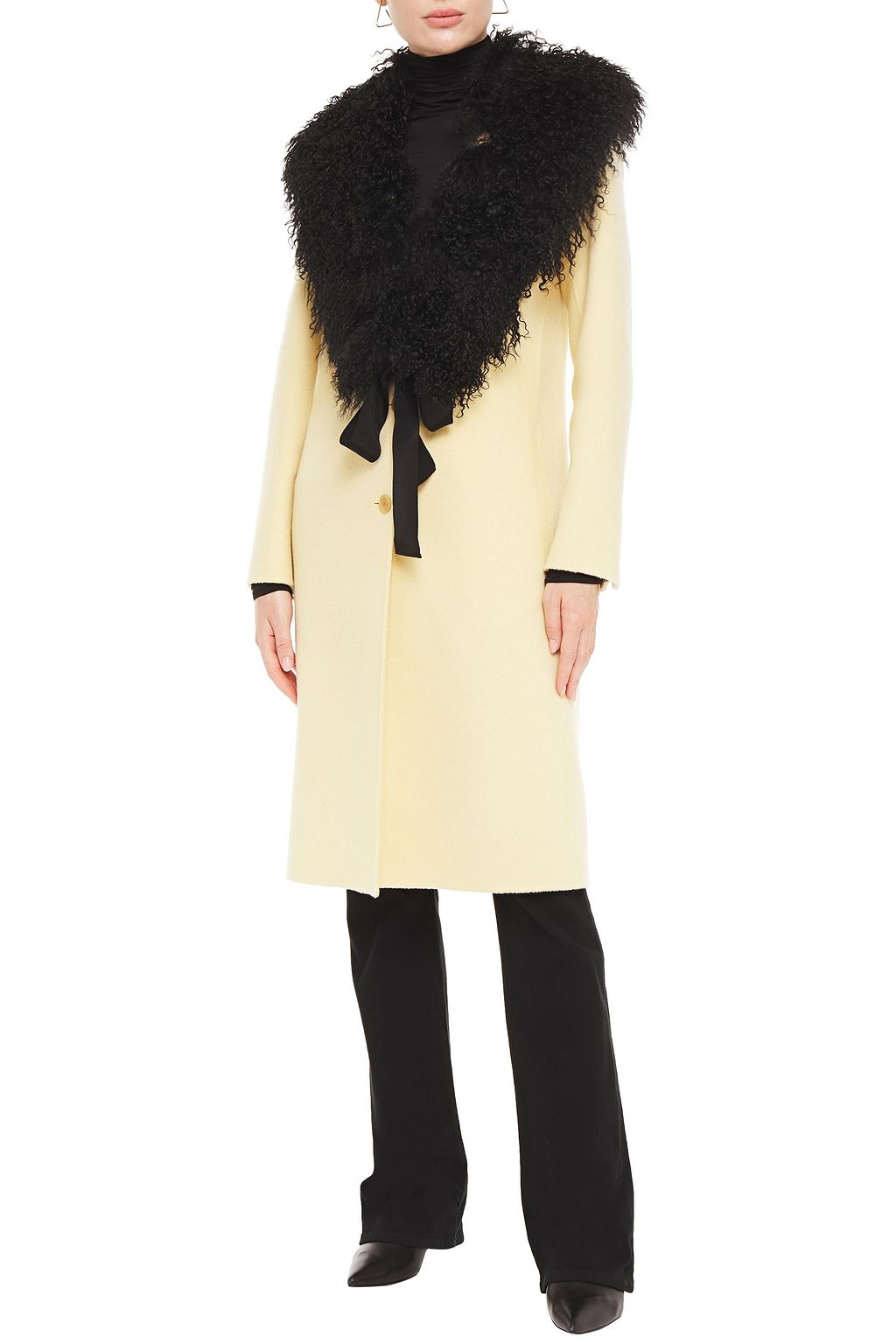 ZIMMERMANN طوق من صوف الحمل وجلده مزخرف بقماش غروسغراين