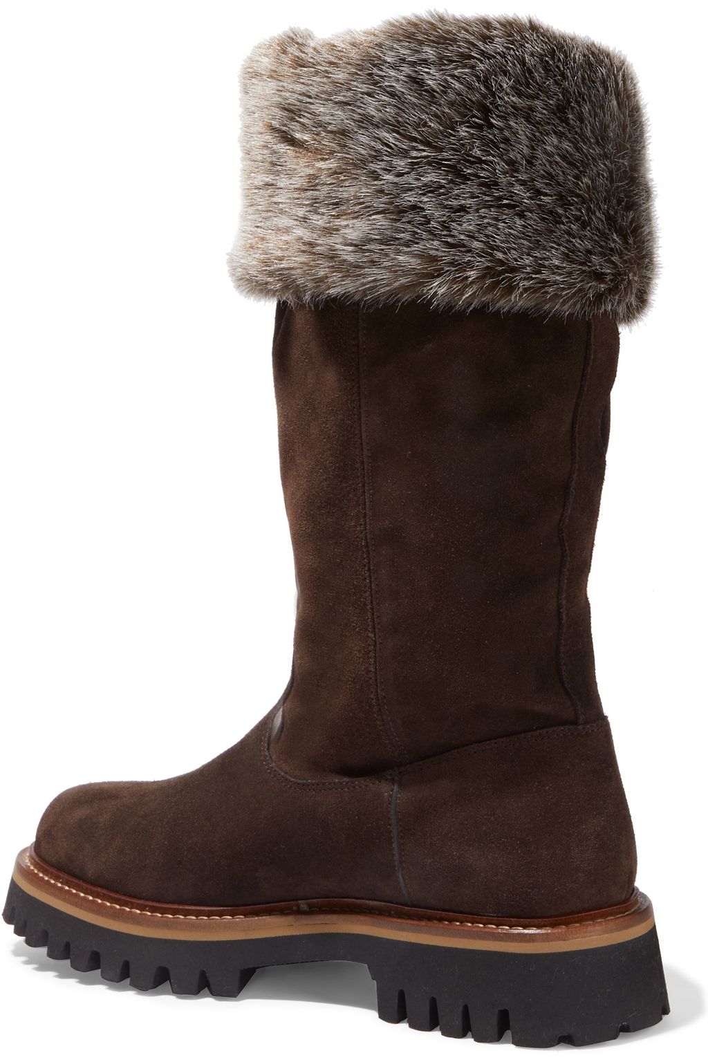 SERGIO ROSSI Shearling-trimmed suede boots
