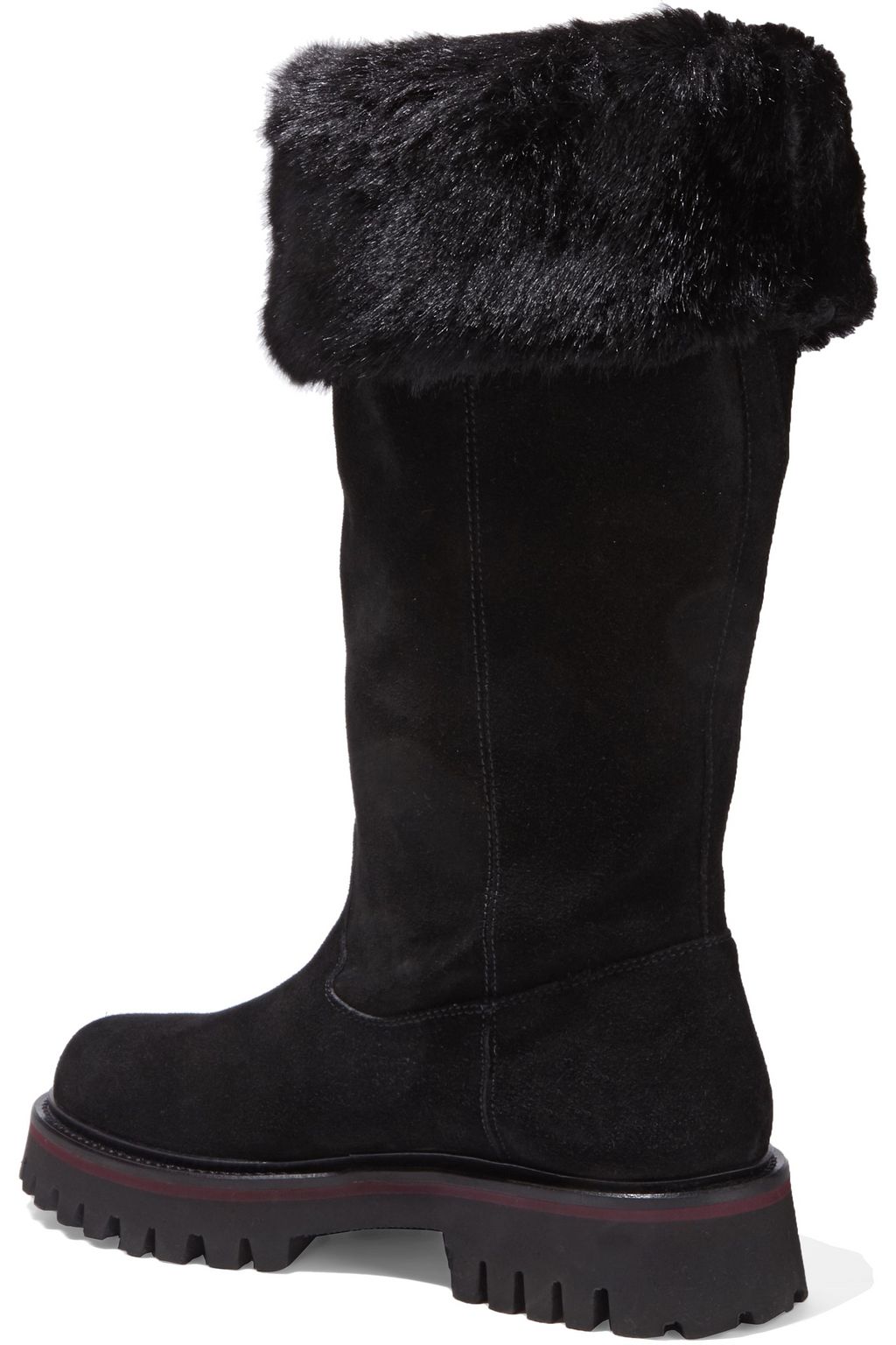 SERGIO ROSSI Shearling-trimmed suede boots