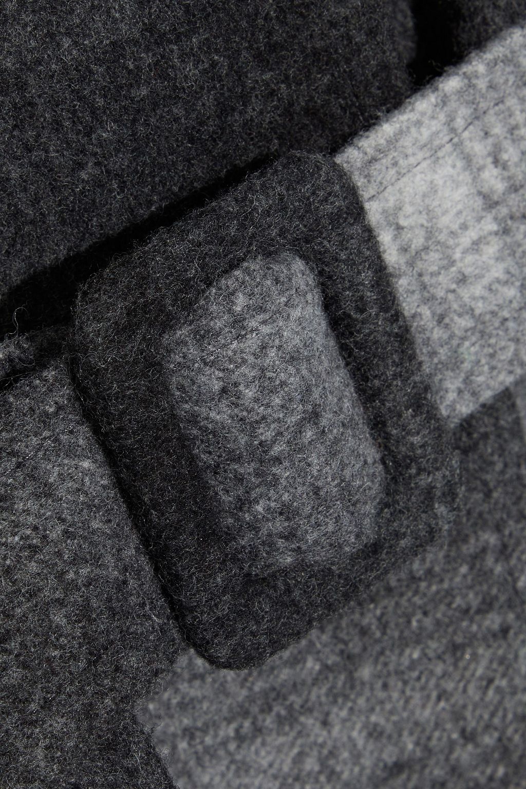 IENKI IENKI Mac shell-paneled checked wool-blend felt down hooded coat