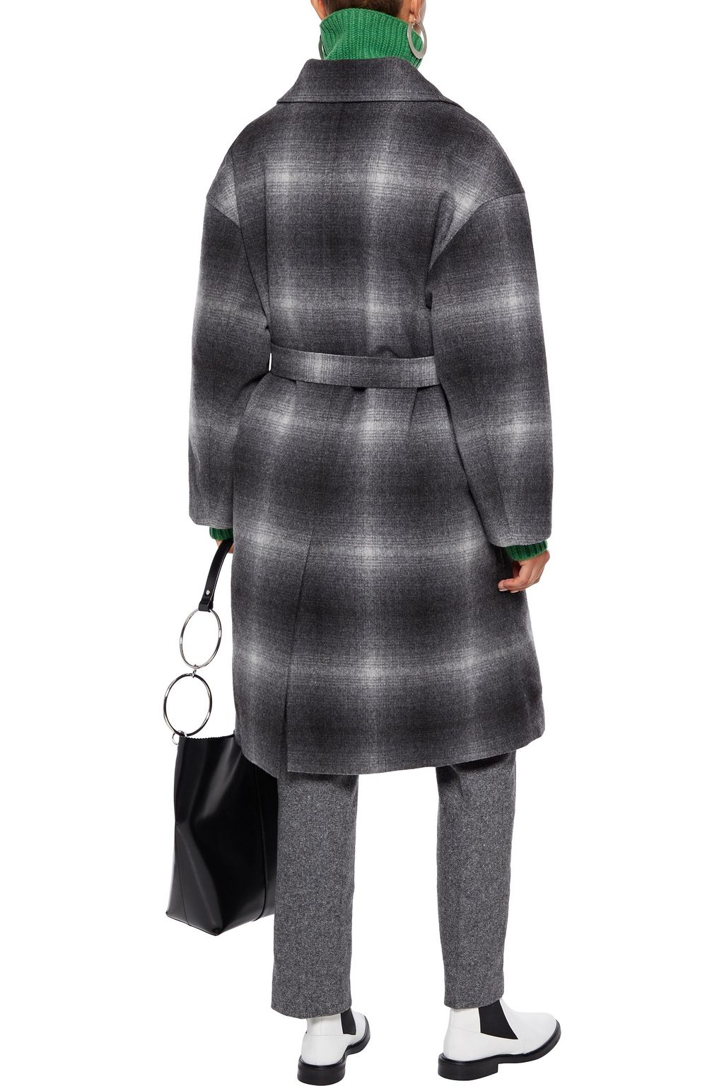 IENKI IENKI Mac shell-paneled checked wool-blend felt down hooded coat