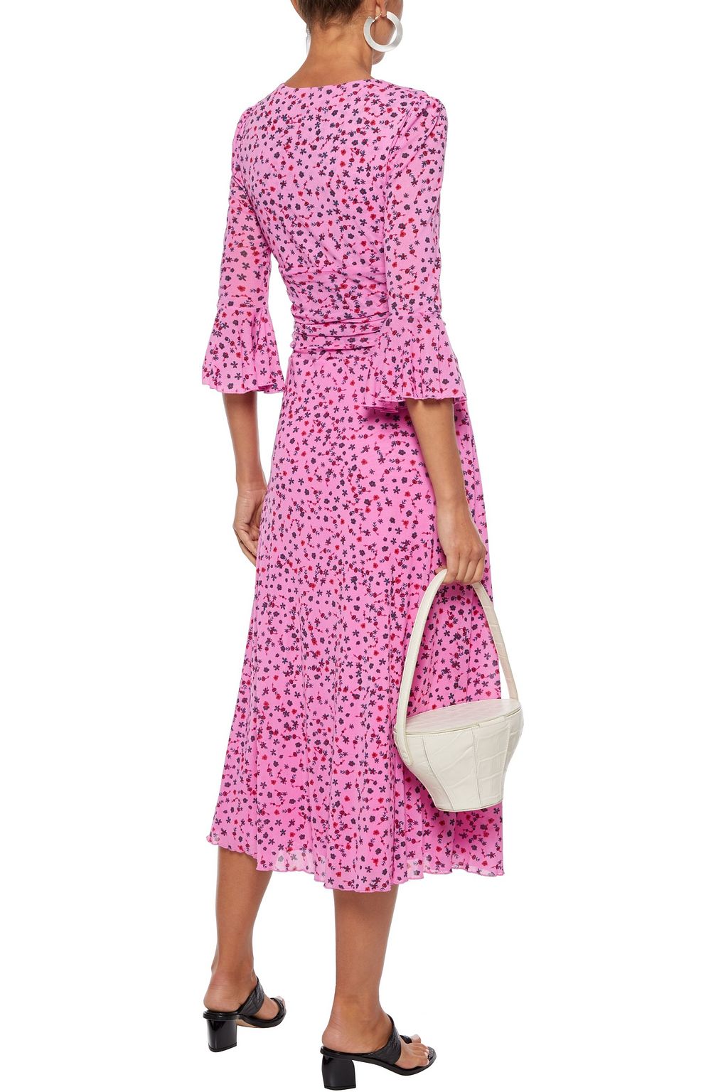 DIANE VON FURSTENBERG Silas ruched floral-print stretch-mesh midi dress