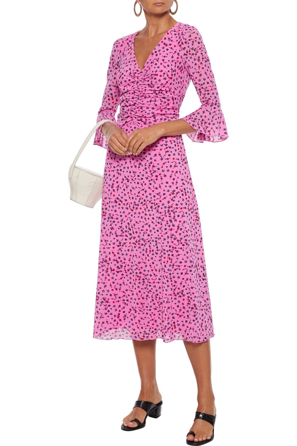 DIANE VON FURSTENBERG Silas ruched floral-print stretch-mesh midi dress