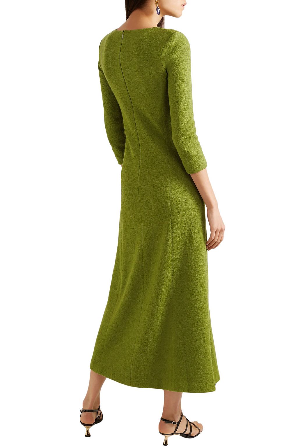 REBECCA DE RAVENEL Pleated bouclé midi dress