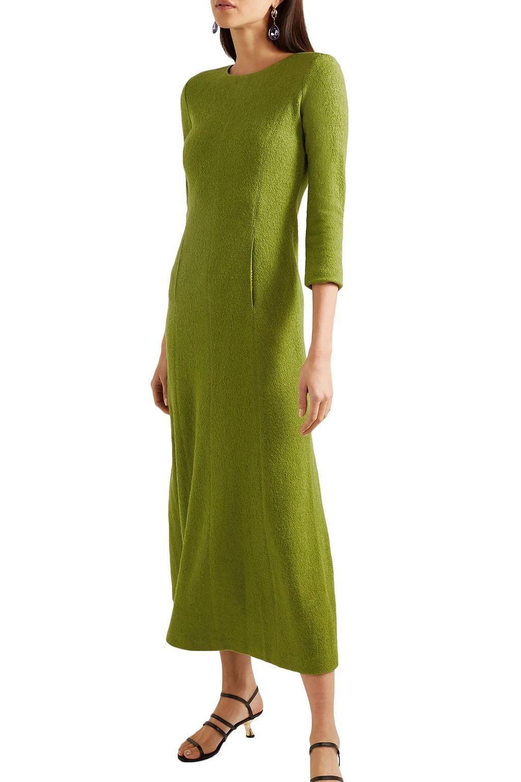 REBECCA DE RAVENEL Pleated bouclé midi dress
